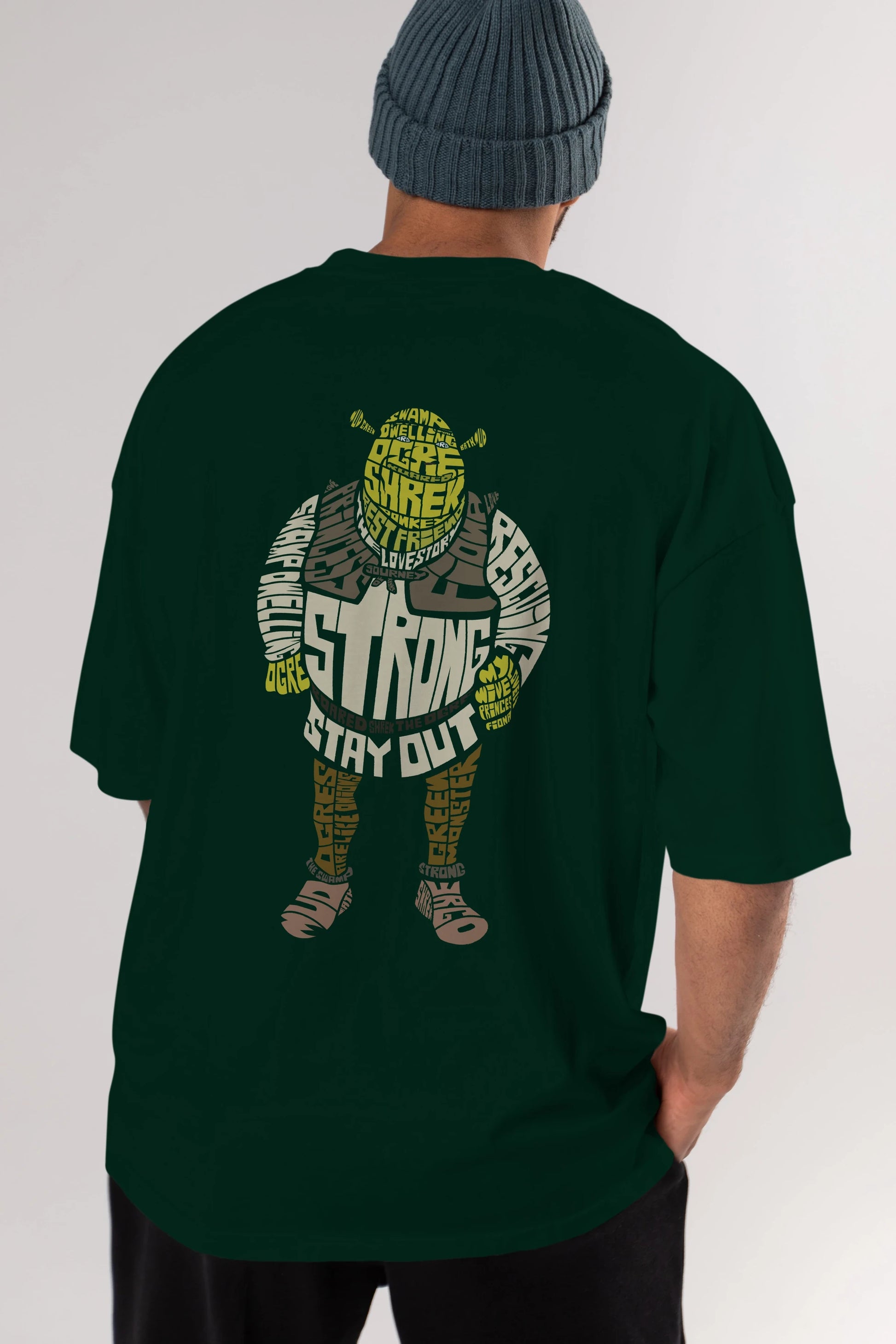 Shrek Arka Baskılı Oversize t-shirt %100 pamuk Erkek Kadın Unisex