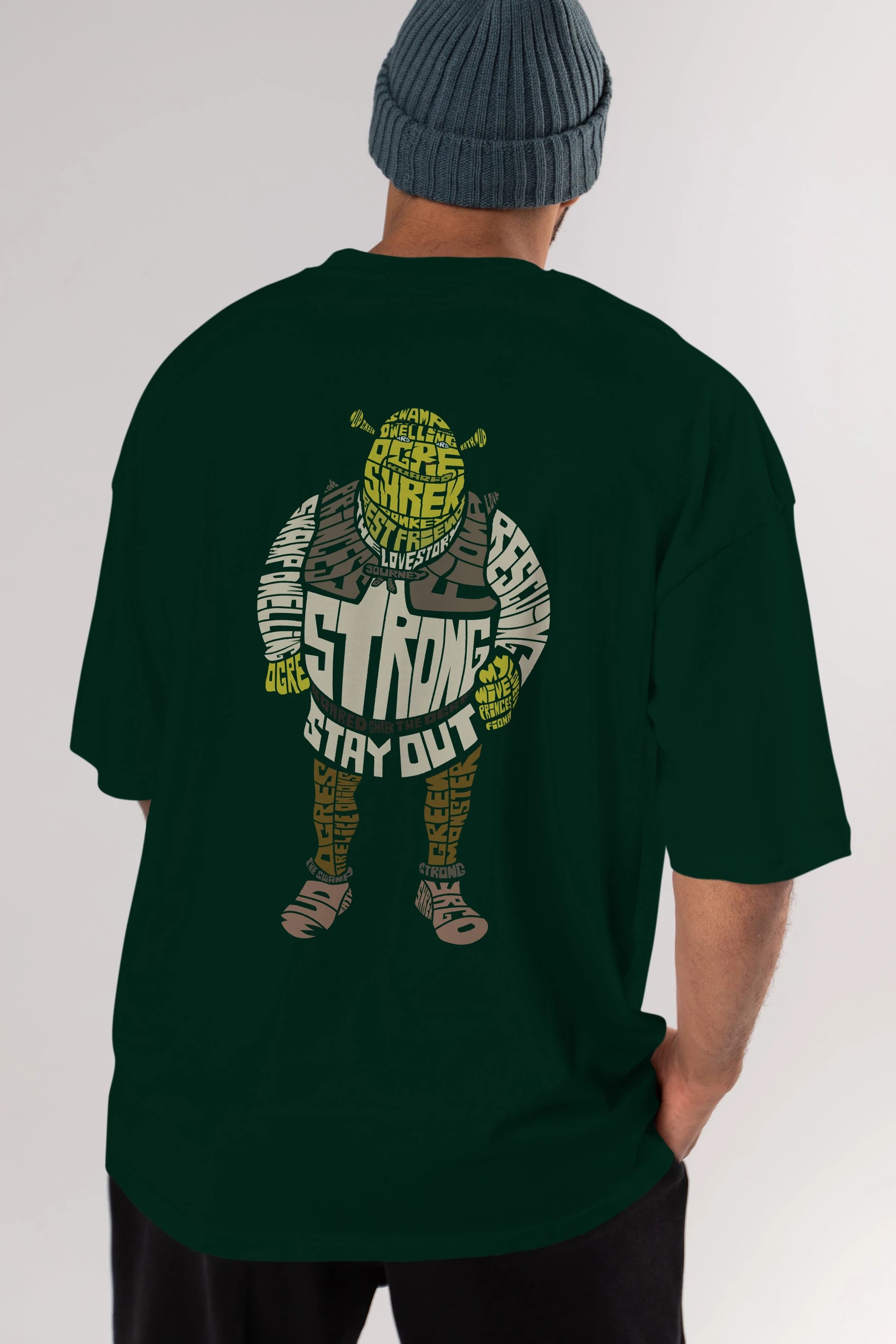 Shrek Arka Baskılı Oversize t-shirt %100 pamuk Erkek Kadın Unisex