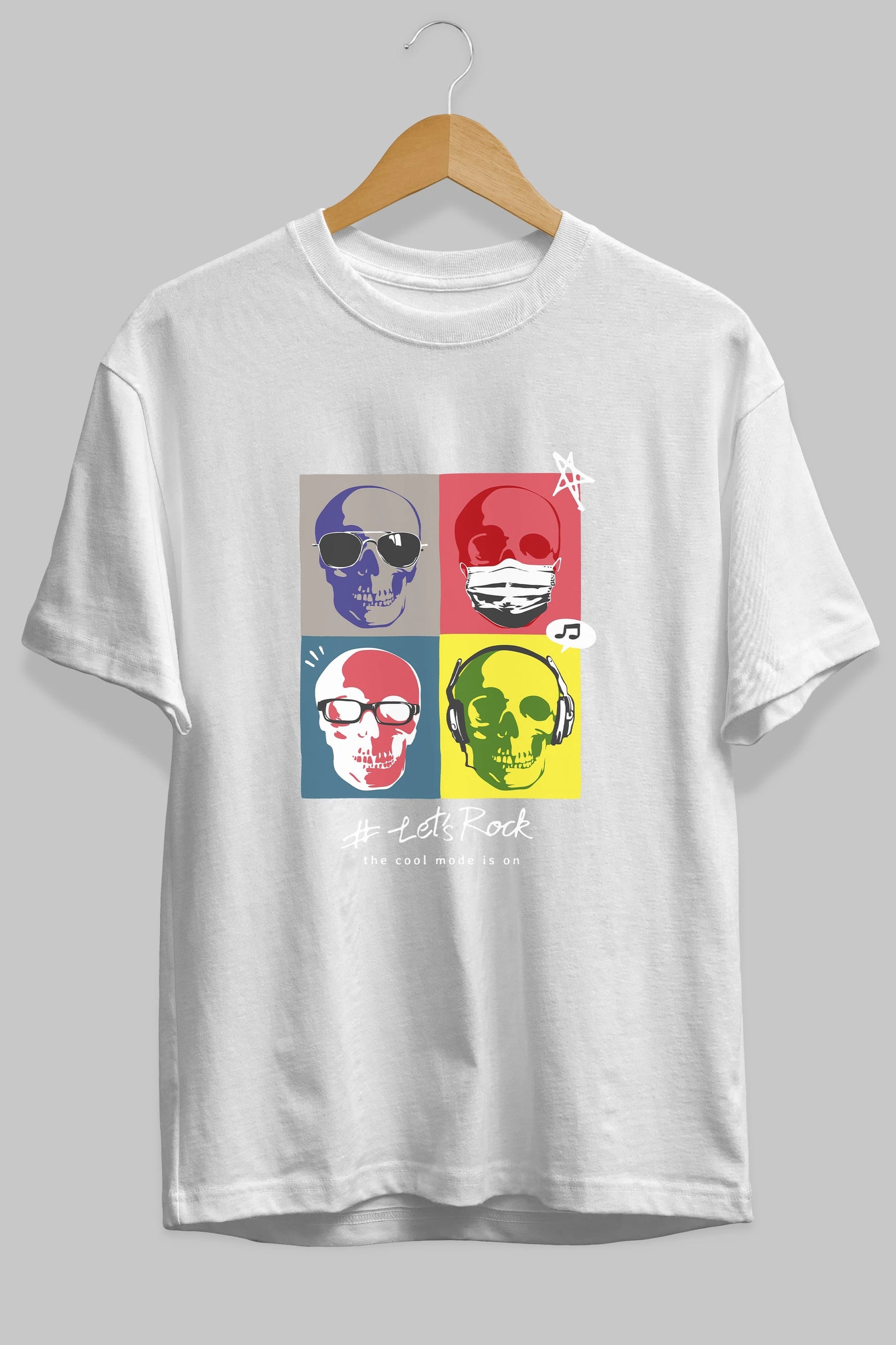 Lets Rock Ön Baskılı Oversize t-shirt Erkek Kadın Unisex