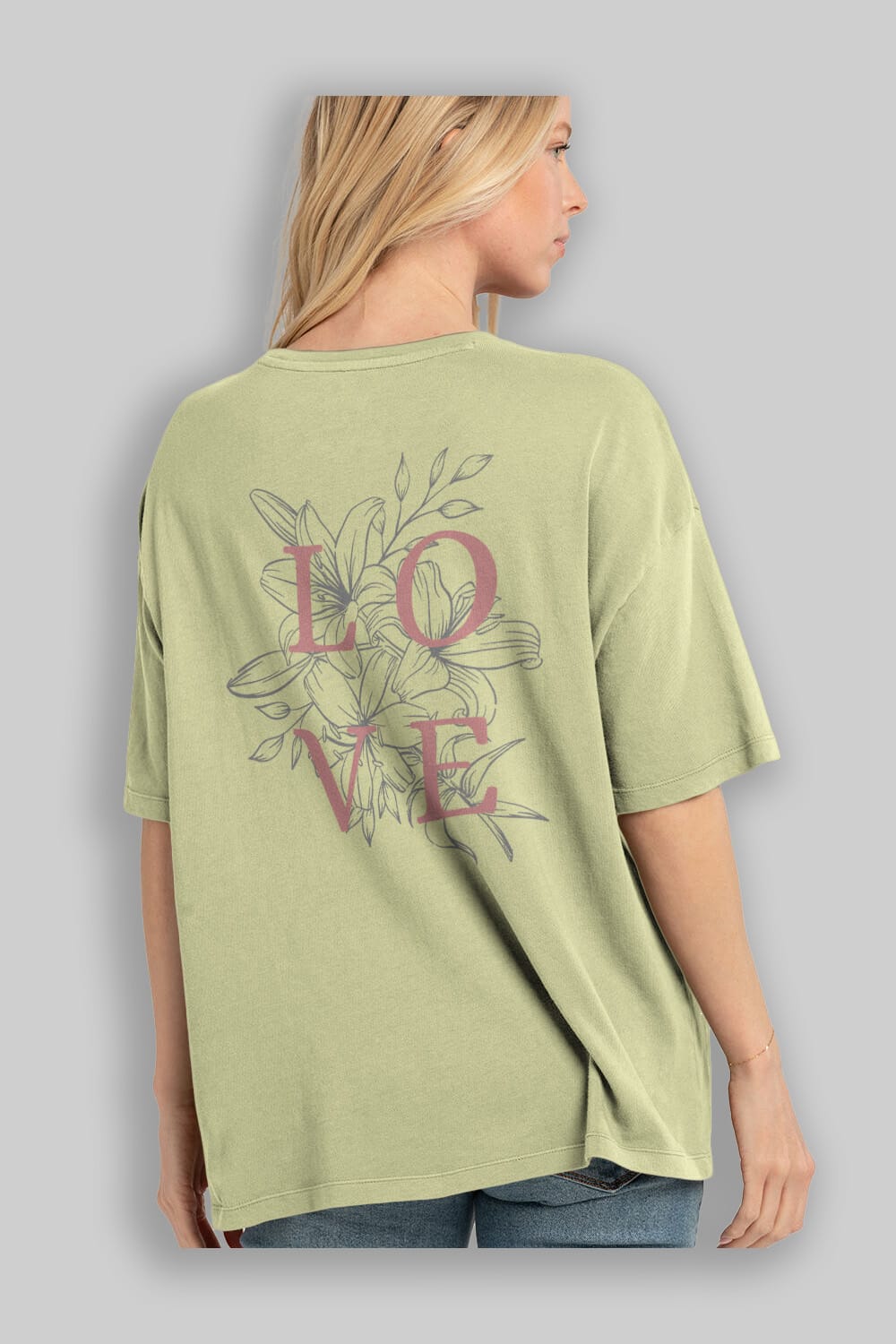 Love Yazılı Arka Baskılı Oversize t-shirt Erkek Kadın Unisex