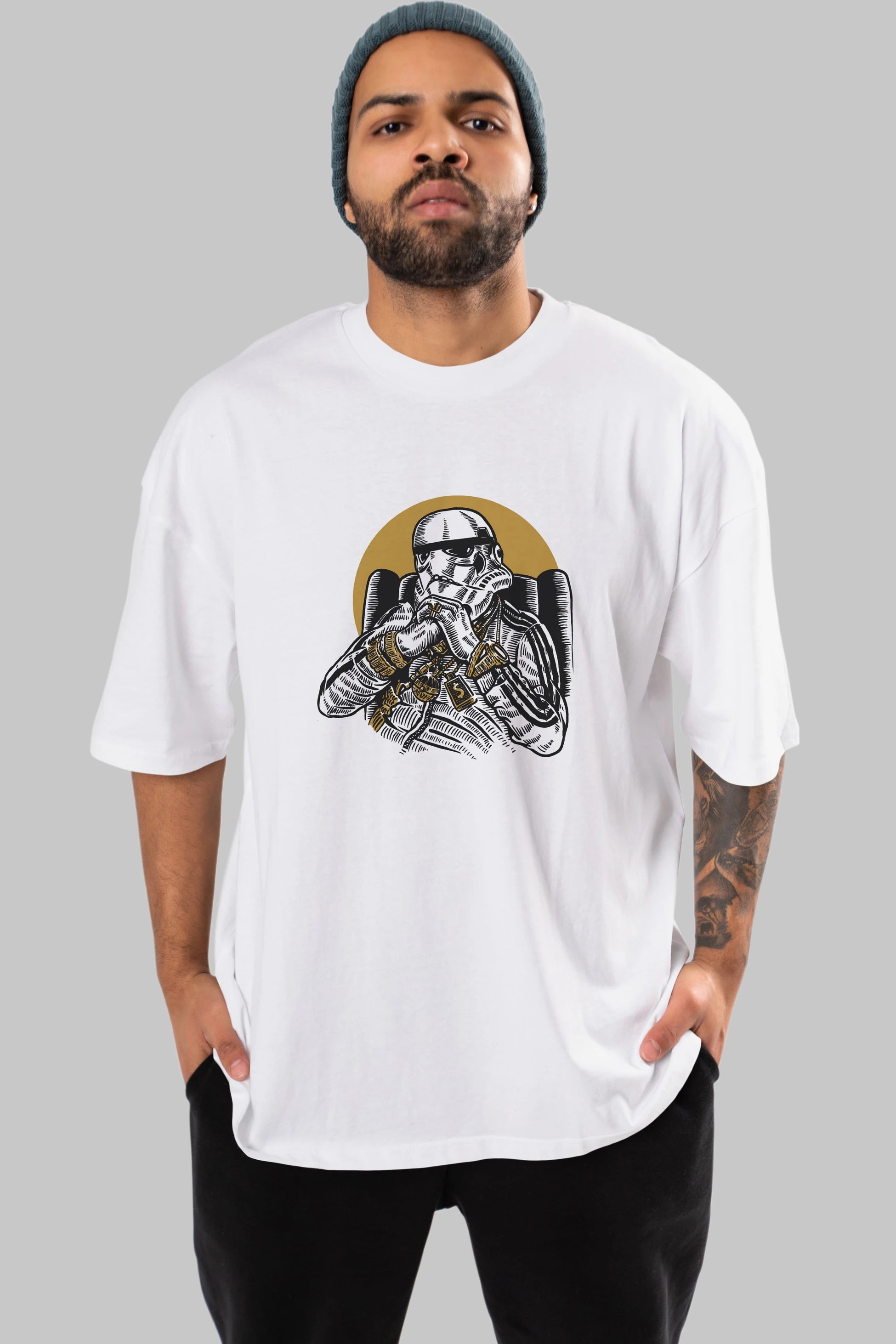 Trooper Dee Jay Ön Baskılı Oversize t-shirt Erkek Kadın Unisex %100 Pamuk tişort