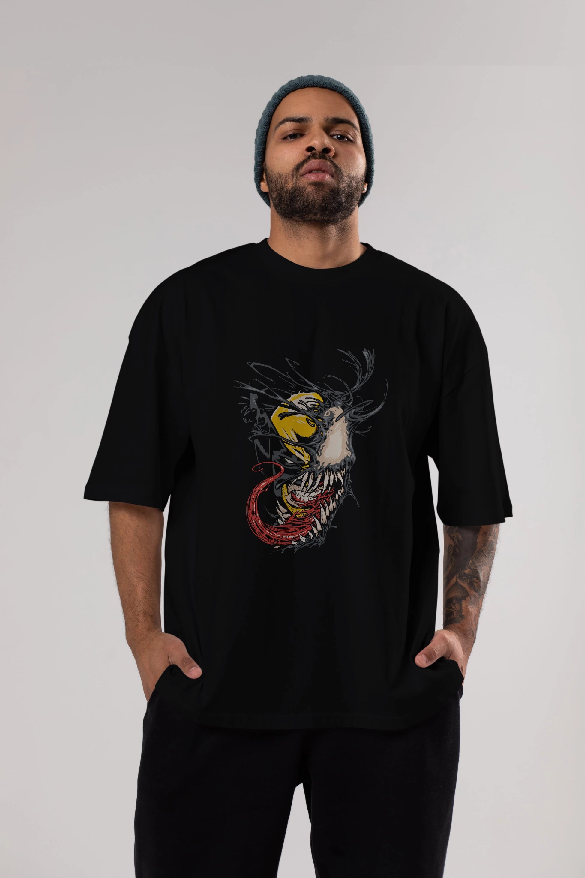 Venom (4) Ön Baskılı Oversize t-shirt Erkek Kadın Unisex %100 Pamuk Bisiklet Yaka tişort