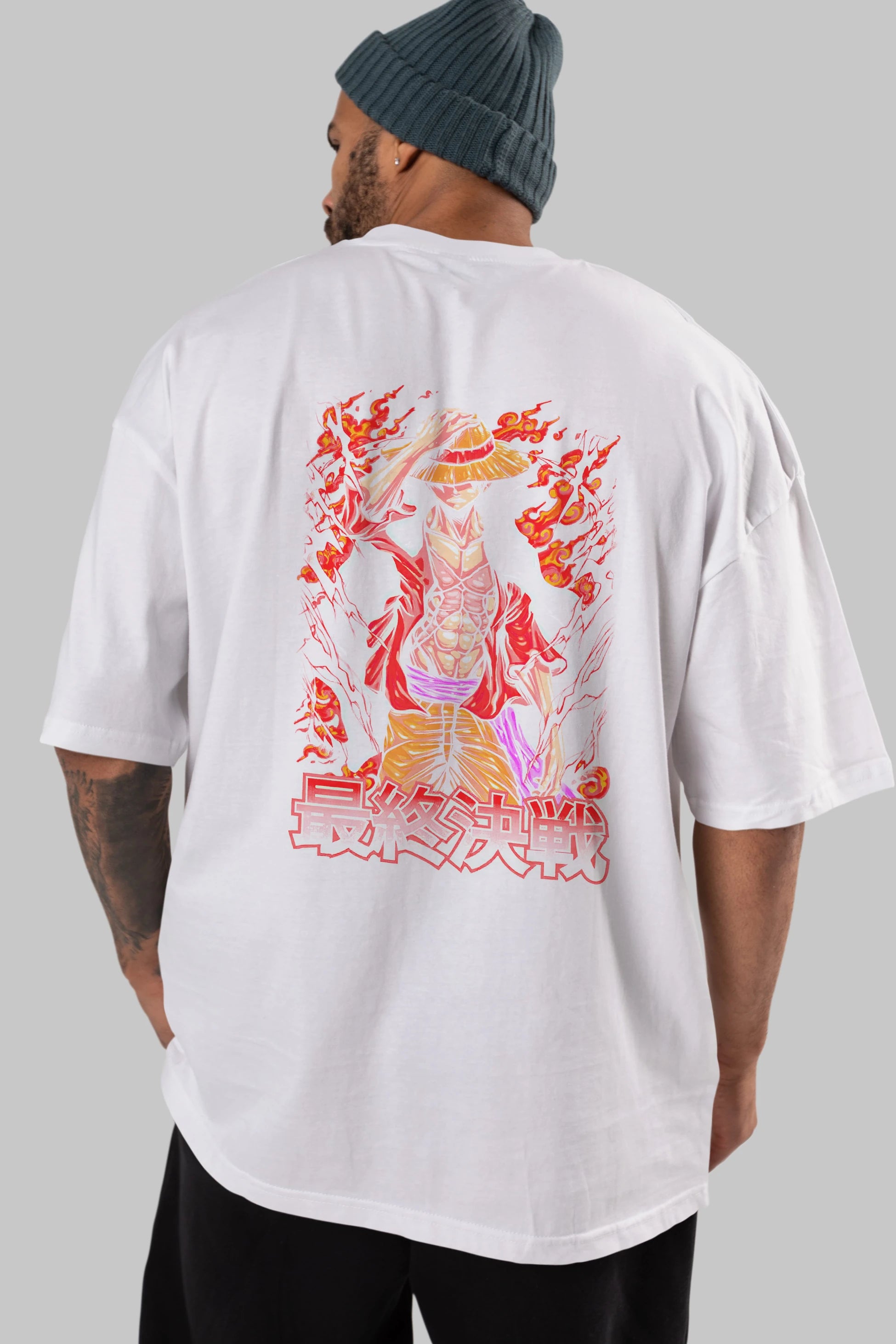 MONKEY D. LUFFY (3) Anime Arka Baskılı Oversize t-shirt Erkek Kadın Unisex