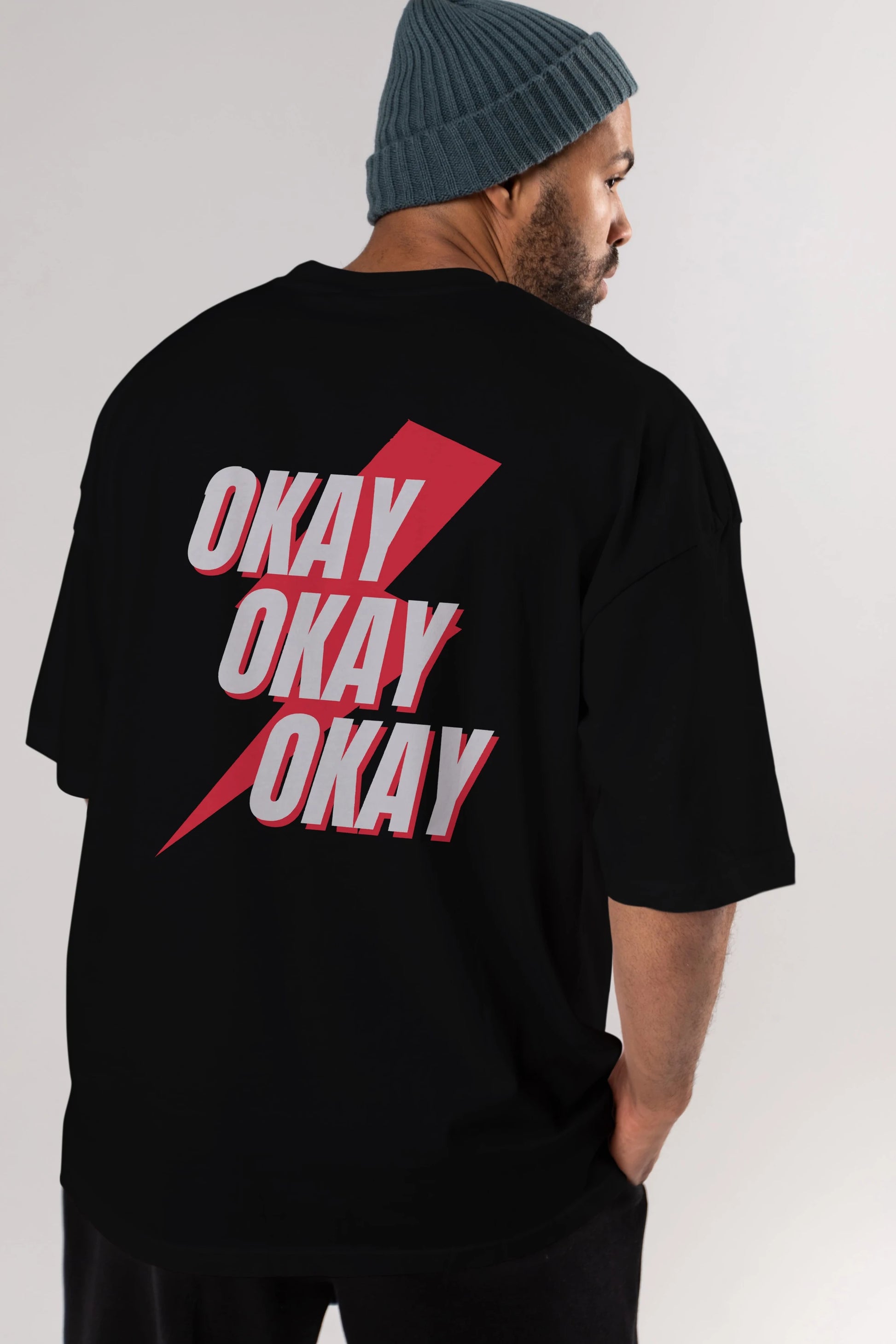 Okay Arka Baskılı Oversize t-shirt Erkek Kadın Unisex