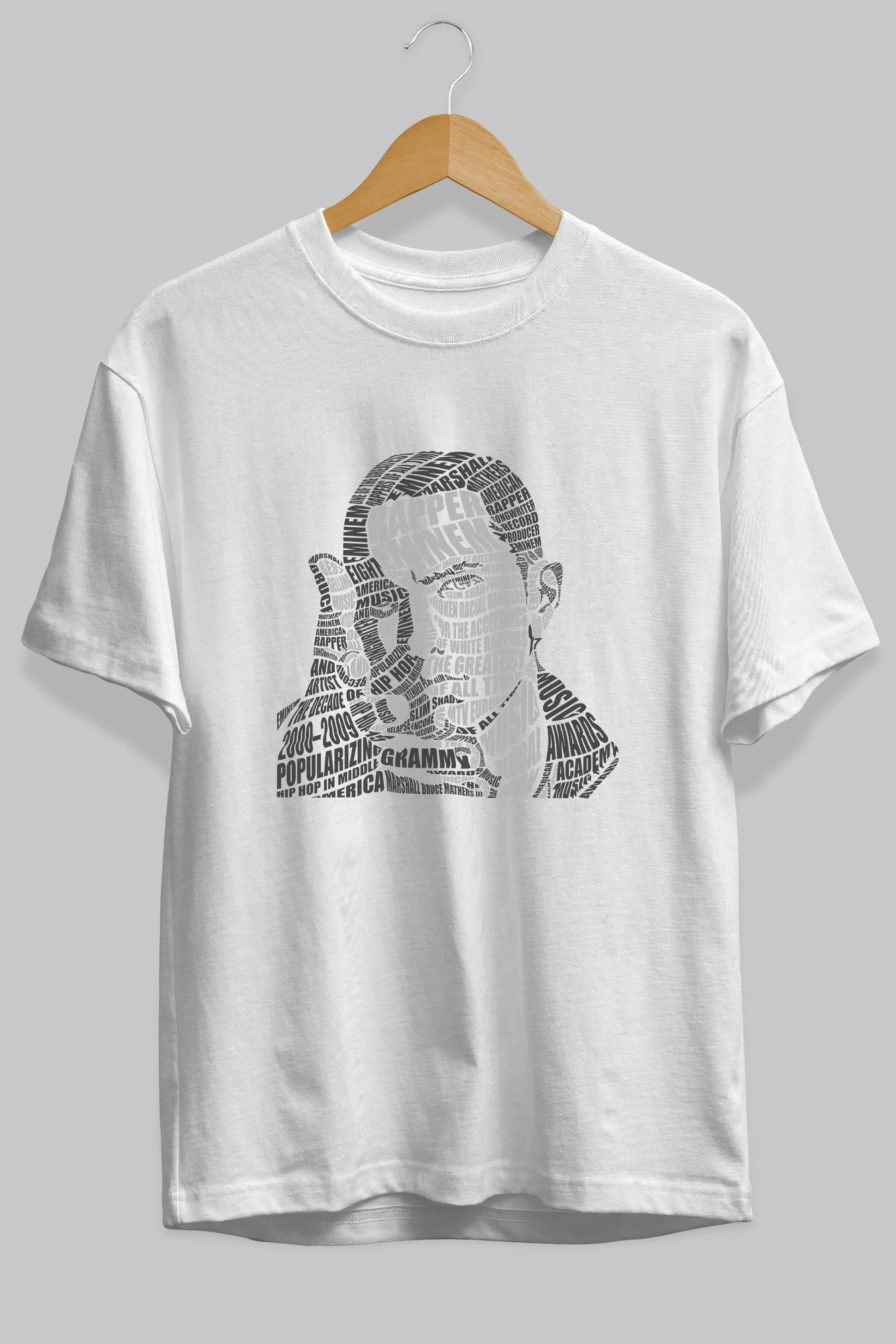 Eminem Calligram Ön Baskılı Oversize t-shirt %100 pamuk Erkek Kadın Unisex