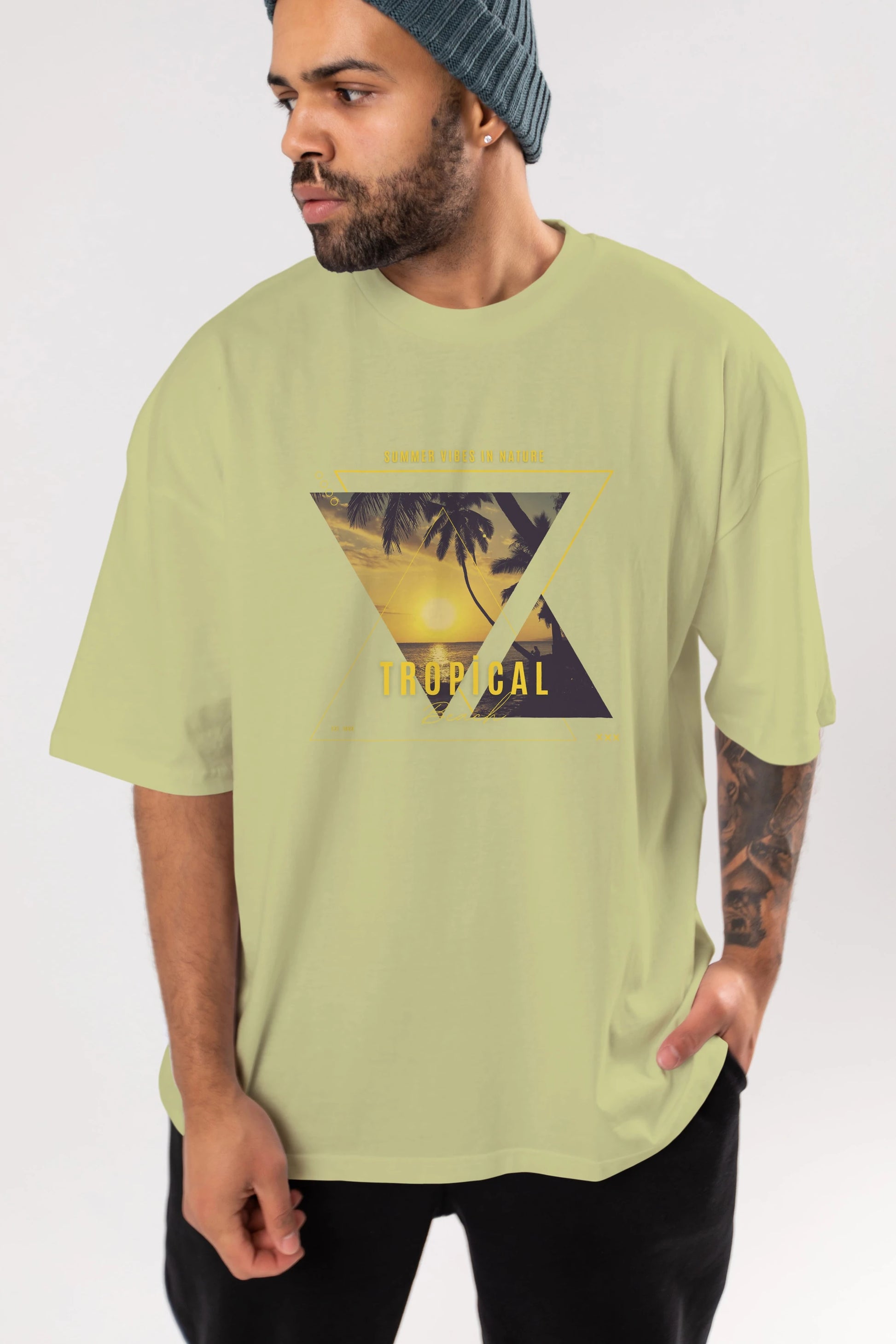 Summer Vibes Yazılı Ön Baskılı Oversize t-shirt Erkek Kadın Unisex