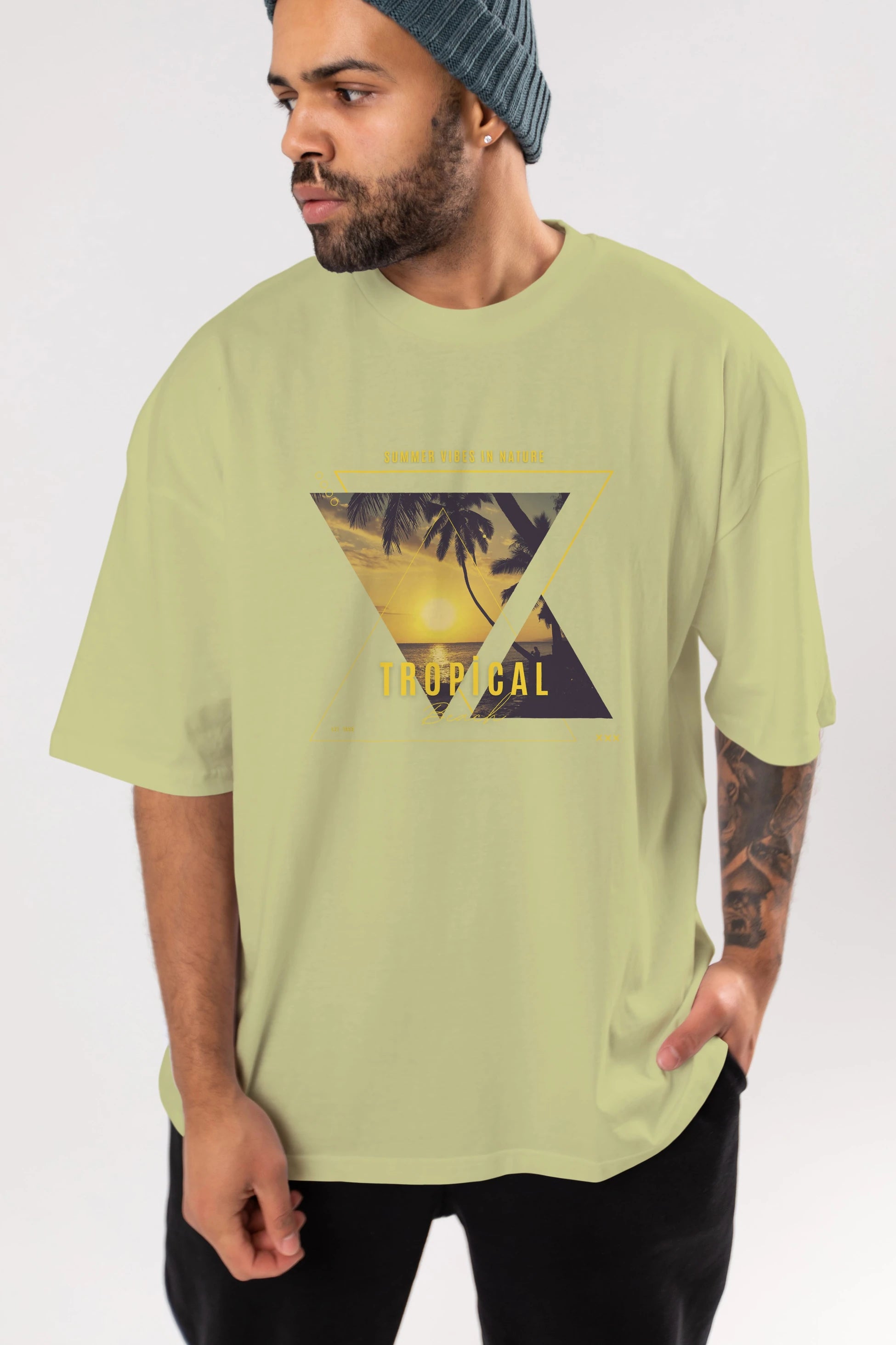 Summer Vibes Yazılı Ön Baskılı Oversize t-shirt Erkek Kadın Unisex