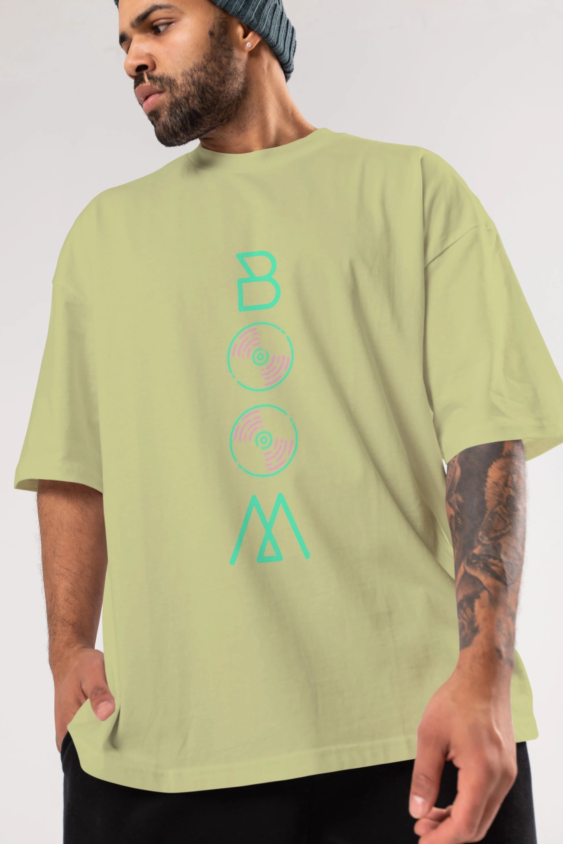 Boom Ön Baskılı Oversize t-shirt Erkek Kadın Unisex
