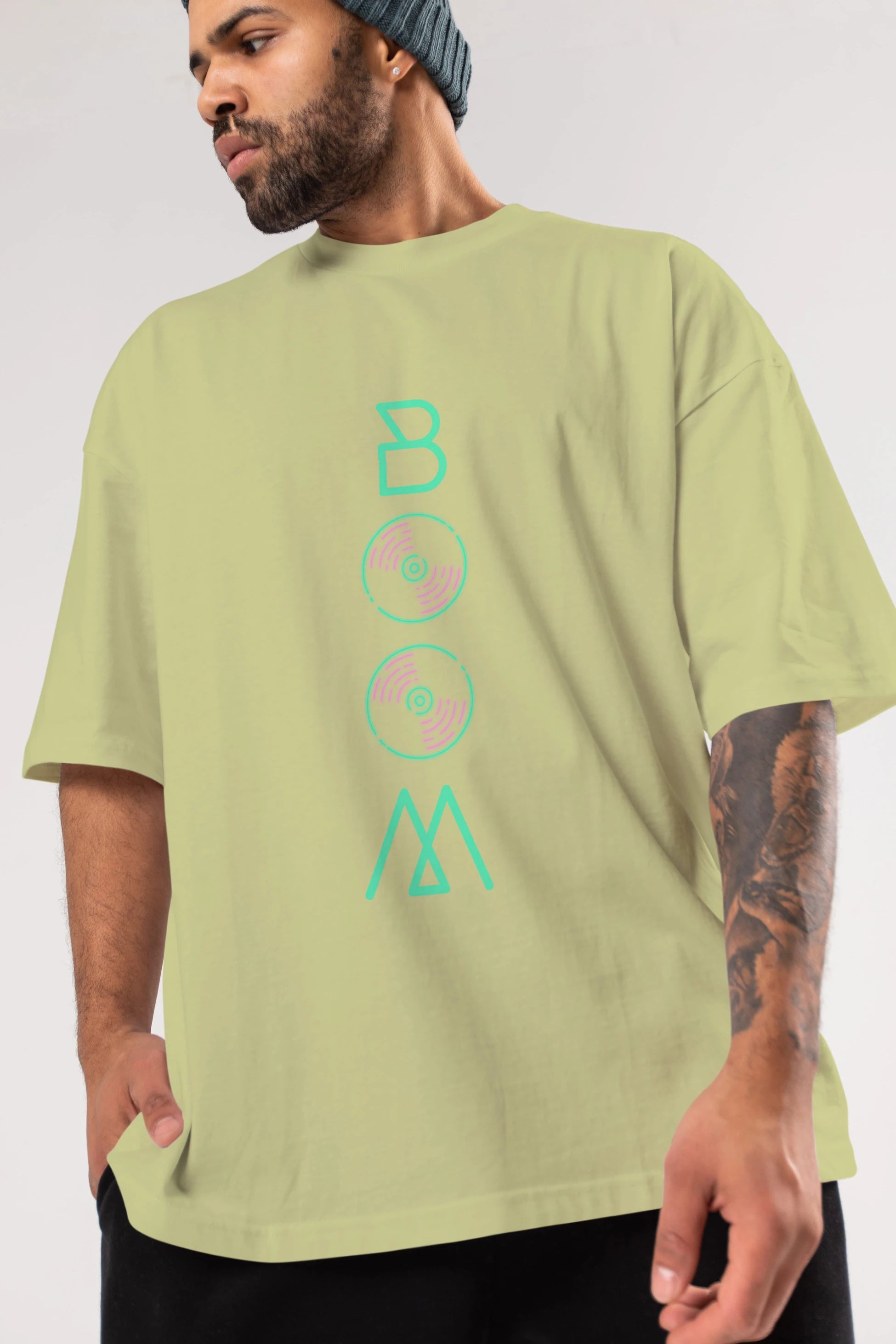 Boom Ön Baskılı Oversize t-shirt Erkek Kadın Unisex