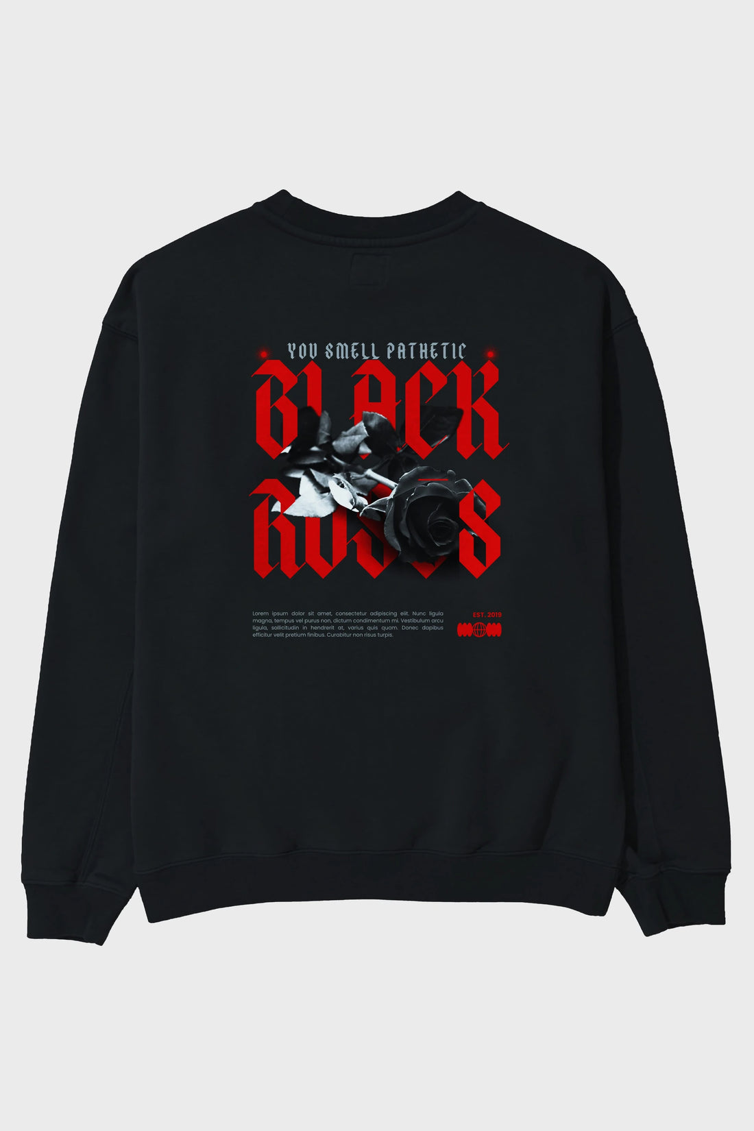 Black Roses Arka Baskılı Oversize Sweatshirt Erkek Kadın Unisex