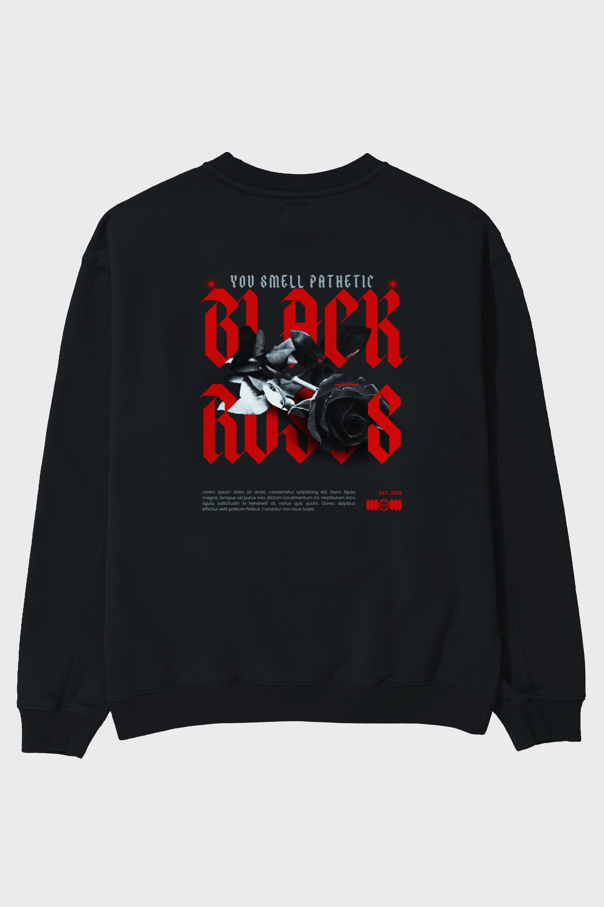 Black Roses Arka Baskılı Oversize Sweatshirt Erkek Kadın Unisex