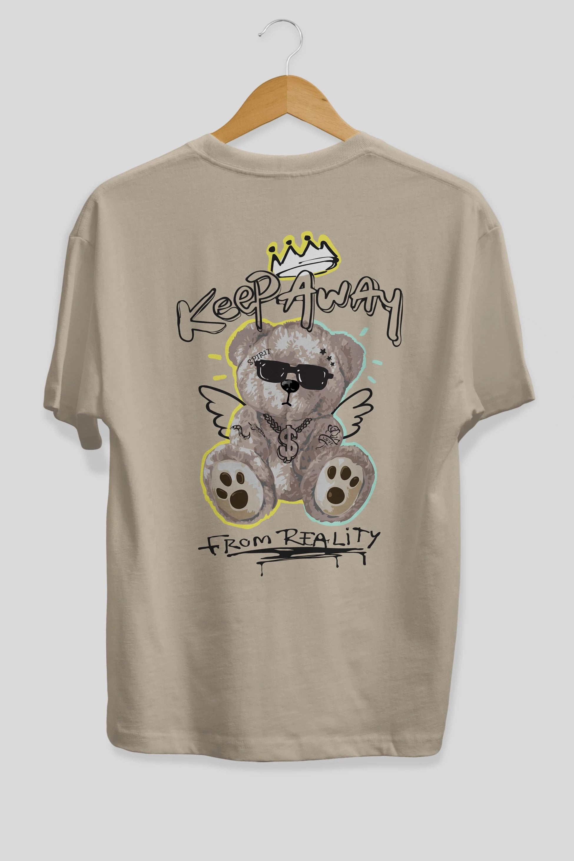 Keep Away Bear 2 Arka Baskılı Oversize t-shirt Erkek Kadın Unisex
