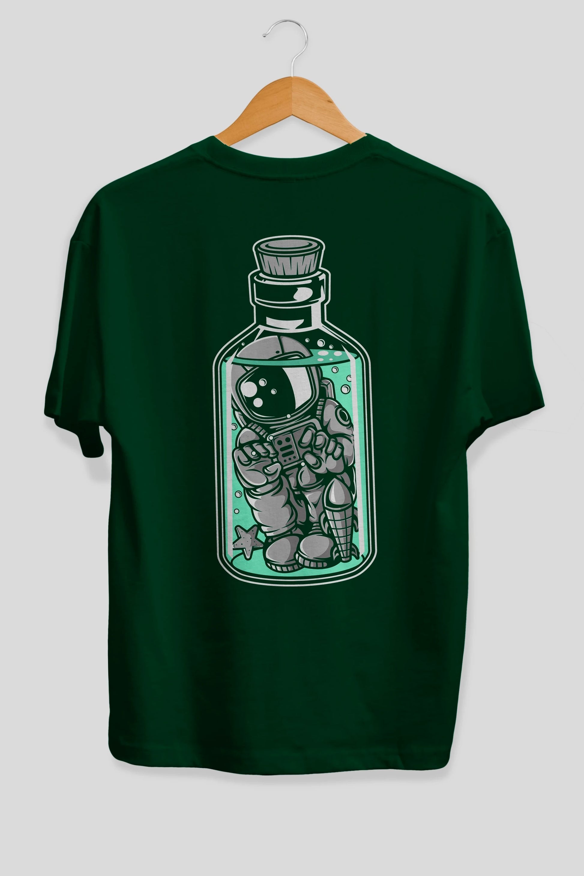 Astronaut in The Bottle Arka Baskılı Oversize t-shirt Erkek Kadın Unisex