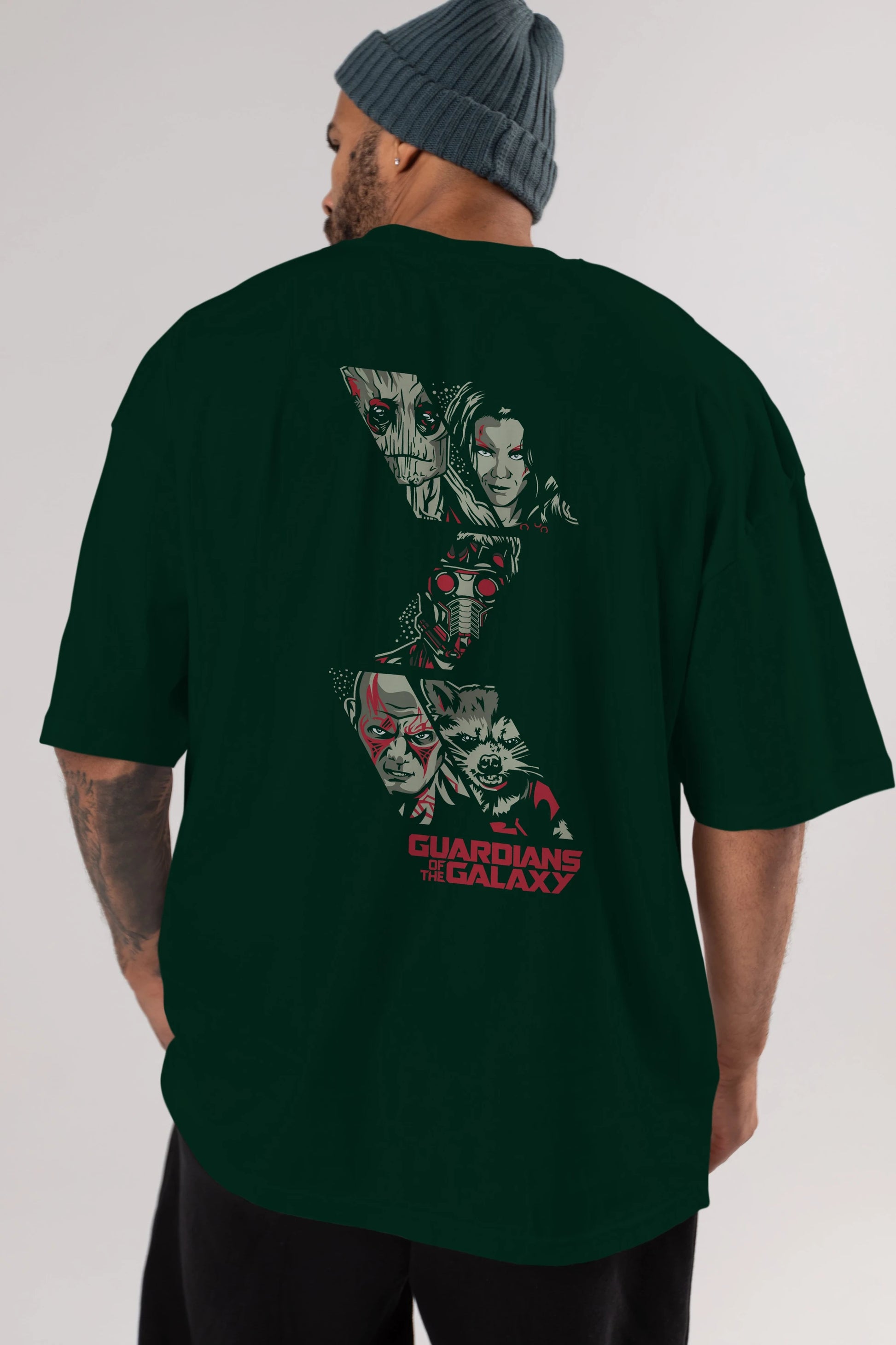 Guardians of The Galaxy (2) Arka Baskılı Oversize t-shirt Erkek Kadın Unisex %100 Pamuk Bisiklet Yaka tişort