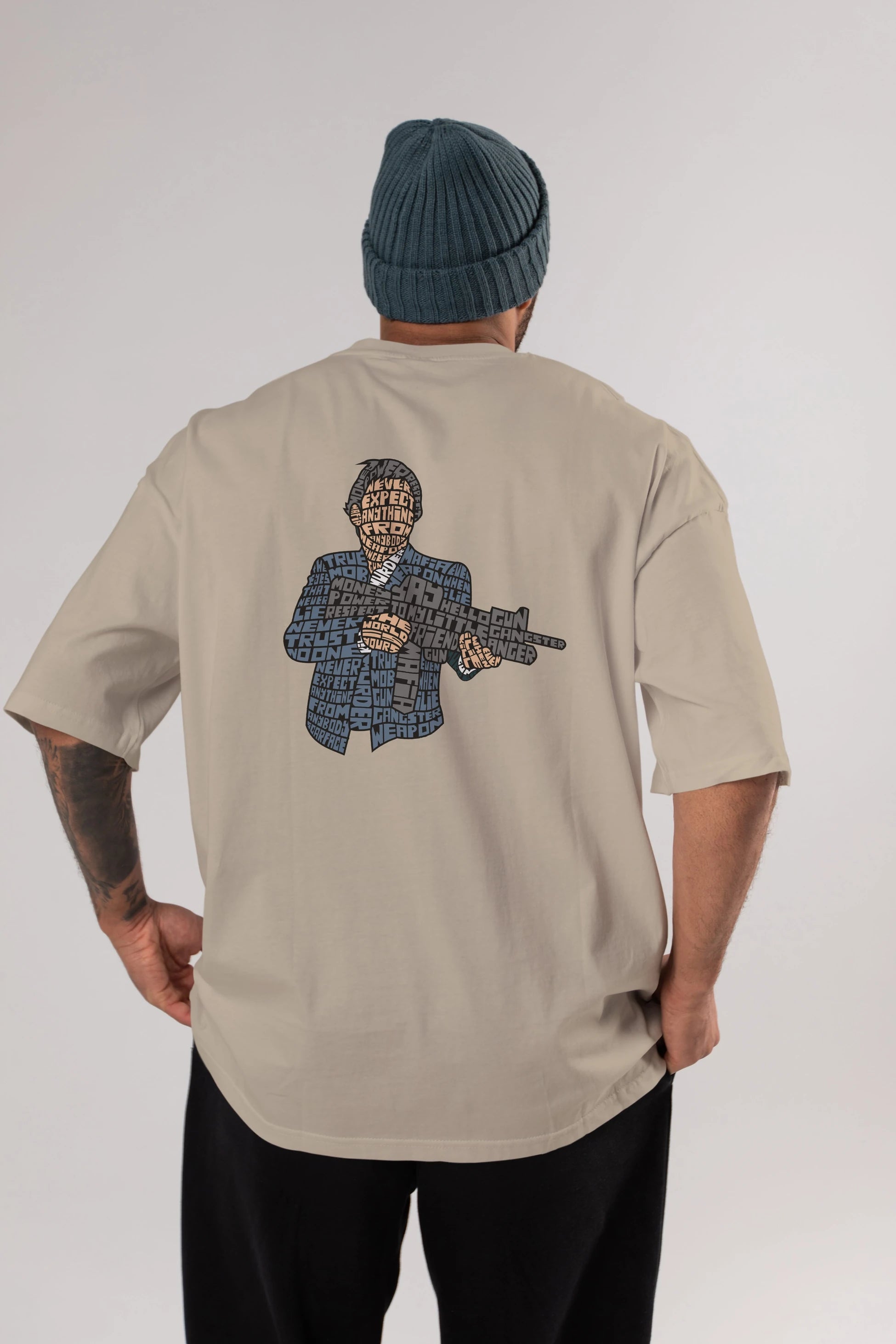Mafia Arka Baskılı Oversize t-shirt %100 pamuk Erkek Kadın Unisex
