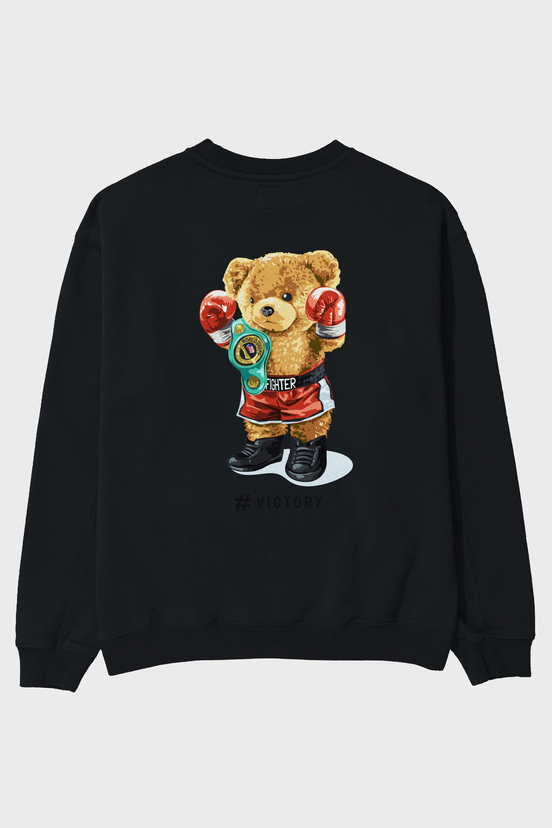 Teddy Bear Victory Arka Baskılı Oversize Sweatshirt Erkek Kadın Unisex
