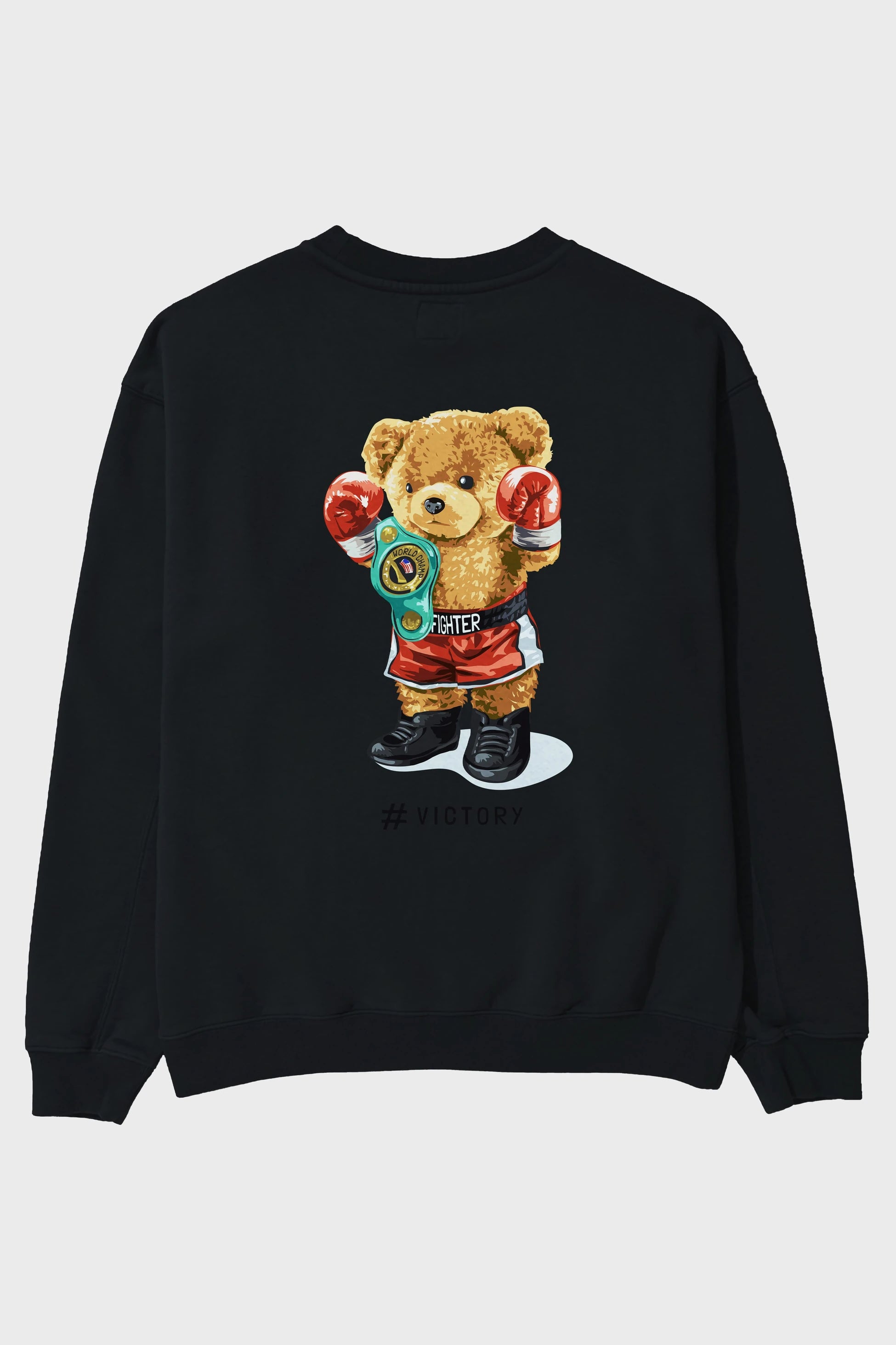 Teddy Bear Victory Arka Baskılı Oversize Sweatshirt Erkek Kadın Unisex