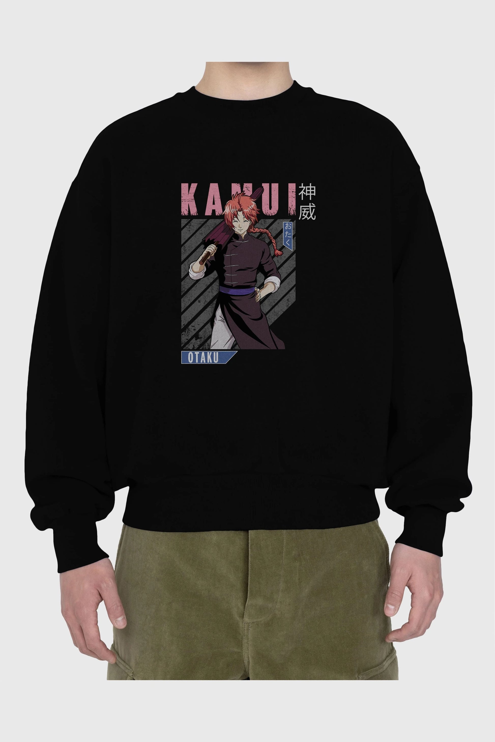Kamui GINTAMA 1 Anime Ön Baskılı Oversize Sweatshirt Erkek Kadın Unisex