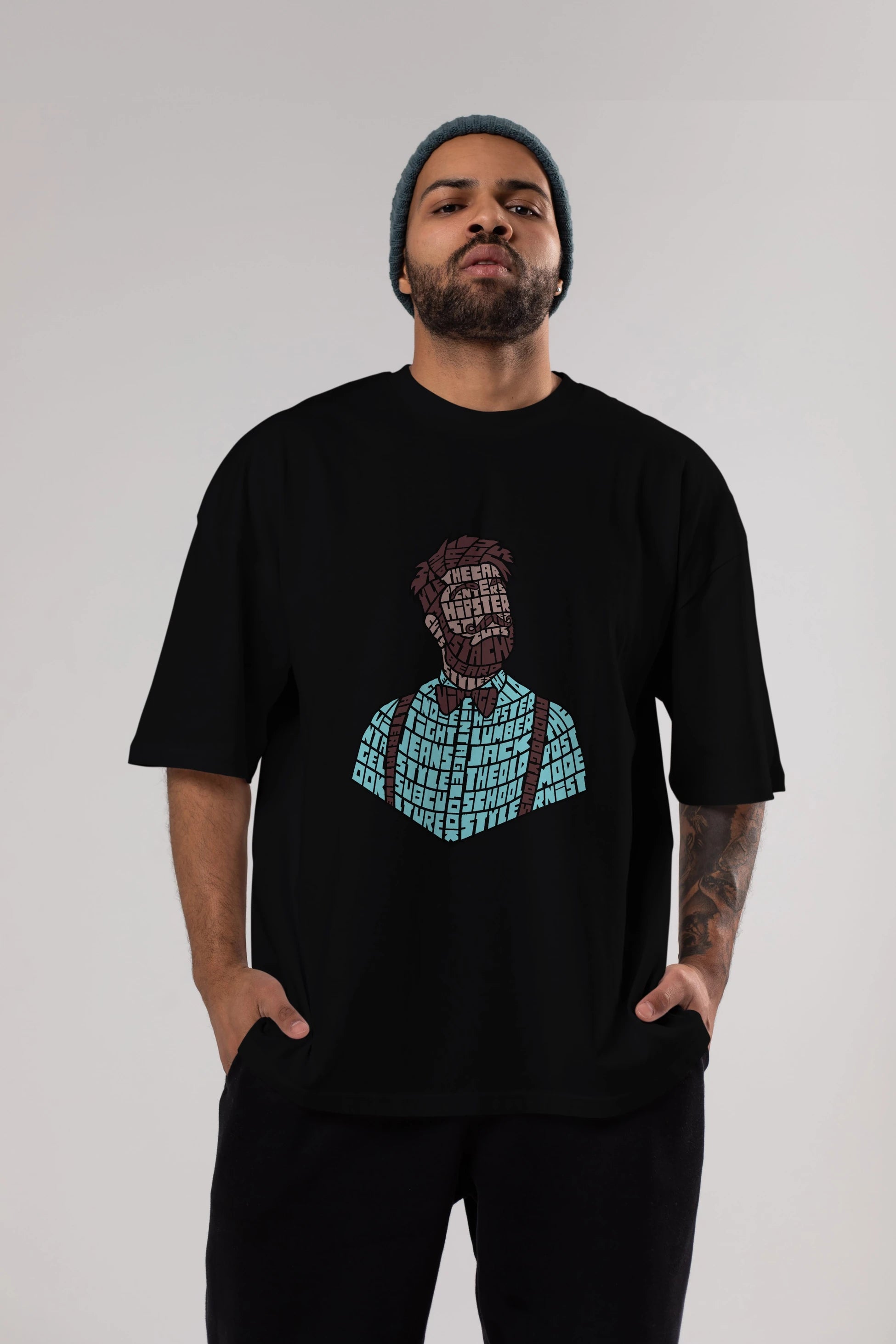 Hipster (2) Ön Baskılı Oversize t-shirt %100 pamuk Erkek Kadın Unisex