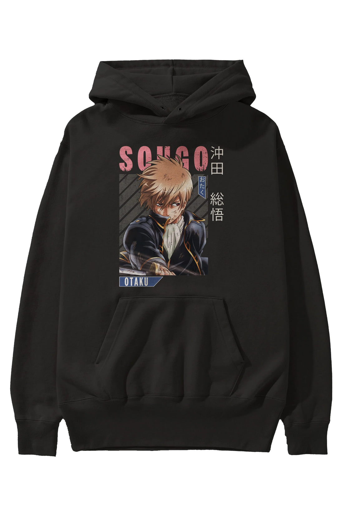 Sougo Okita GINTAMA Anime Ön Baskılı Hoodie Oversize Kapüşonlu Sweatshirt Erkek Kadın Unisex