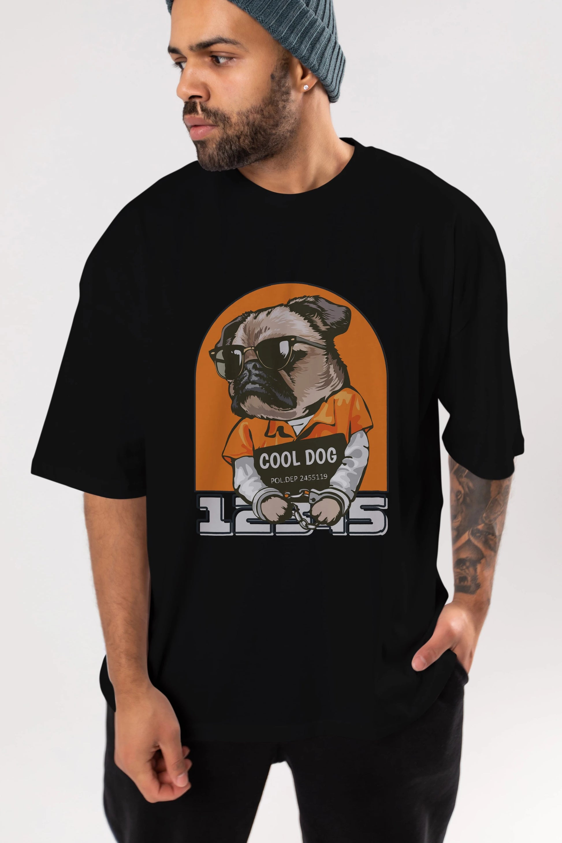 Cool Dog Ön Baskılı Oversize t-shirt Erkek Kadın Unisex