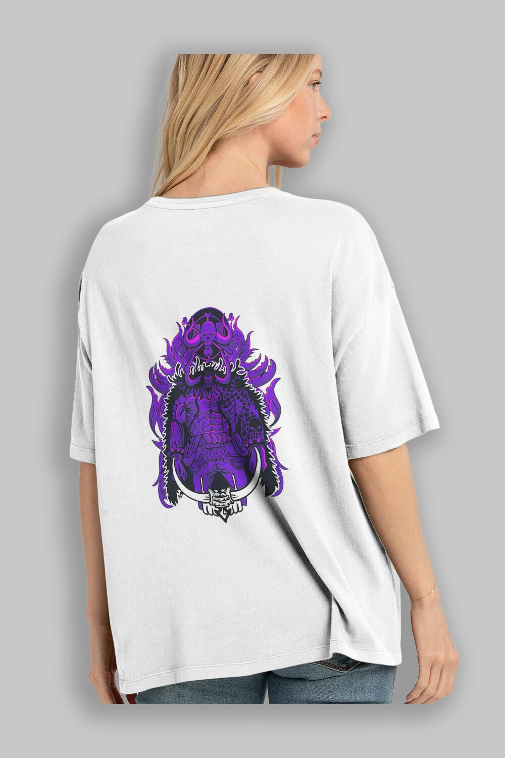 Kaido Anime Arka Baskılı Oversize t-shirt Erkek Kadın Unisex %100 pamuk tişort