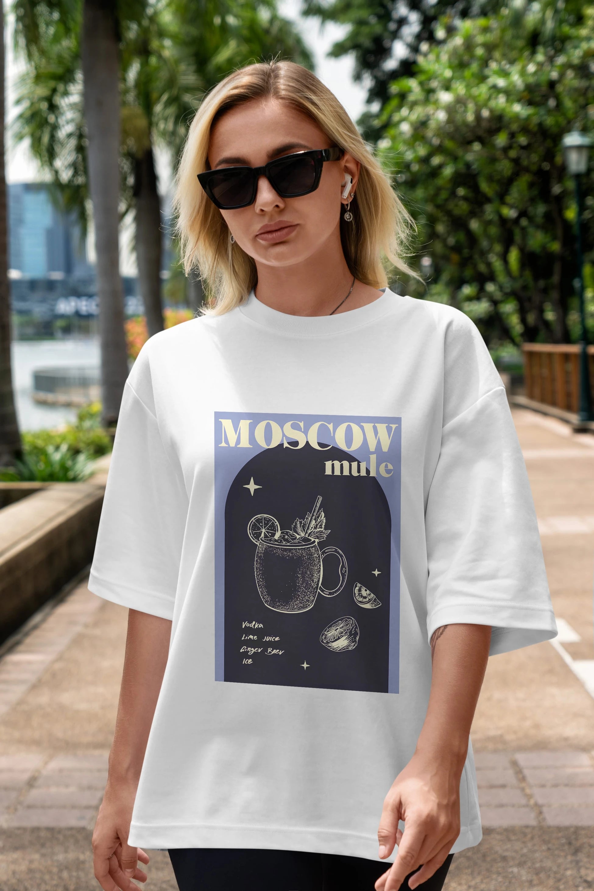 Moscow Mule Ön Baskılı Oversize t-shirt Erkek Kadın Unisex %100 Pamuk Bisiklet Yaka tişort