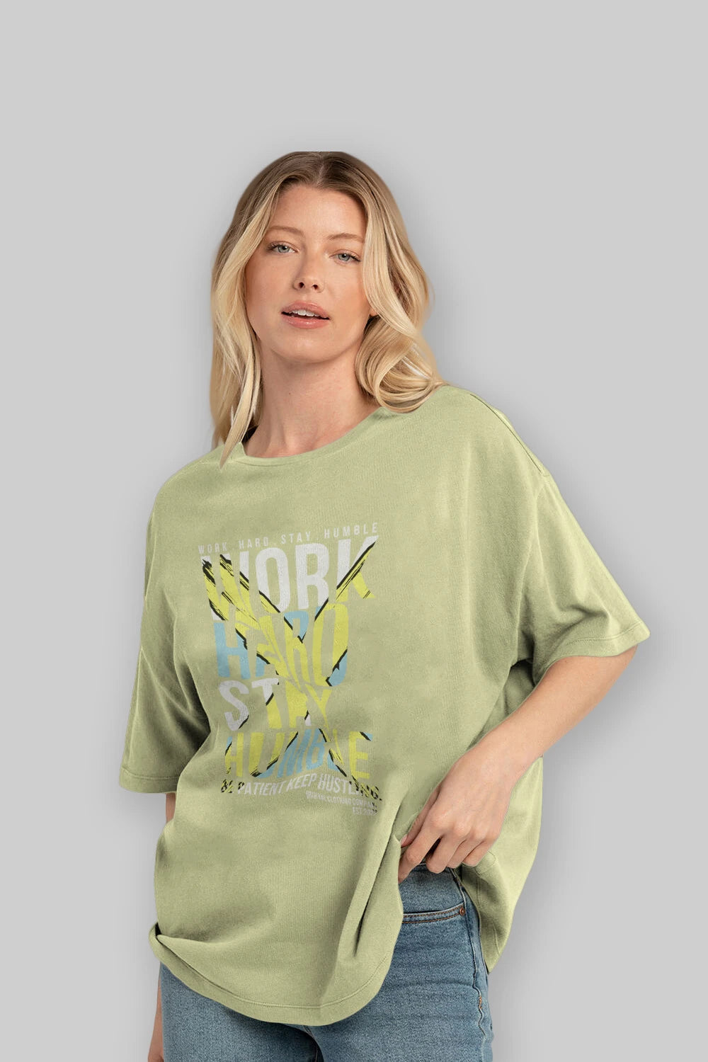 Work Hard Stay Humble Ön Baskılı Oversize t-shirt Erkek Kadın Unisex