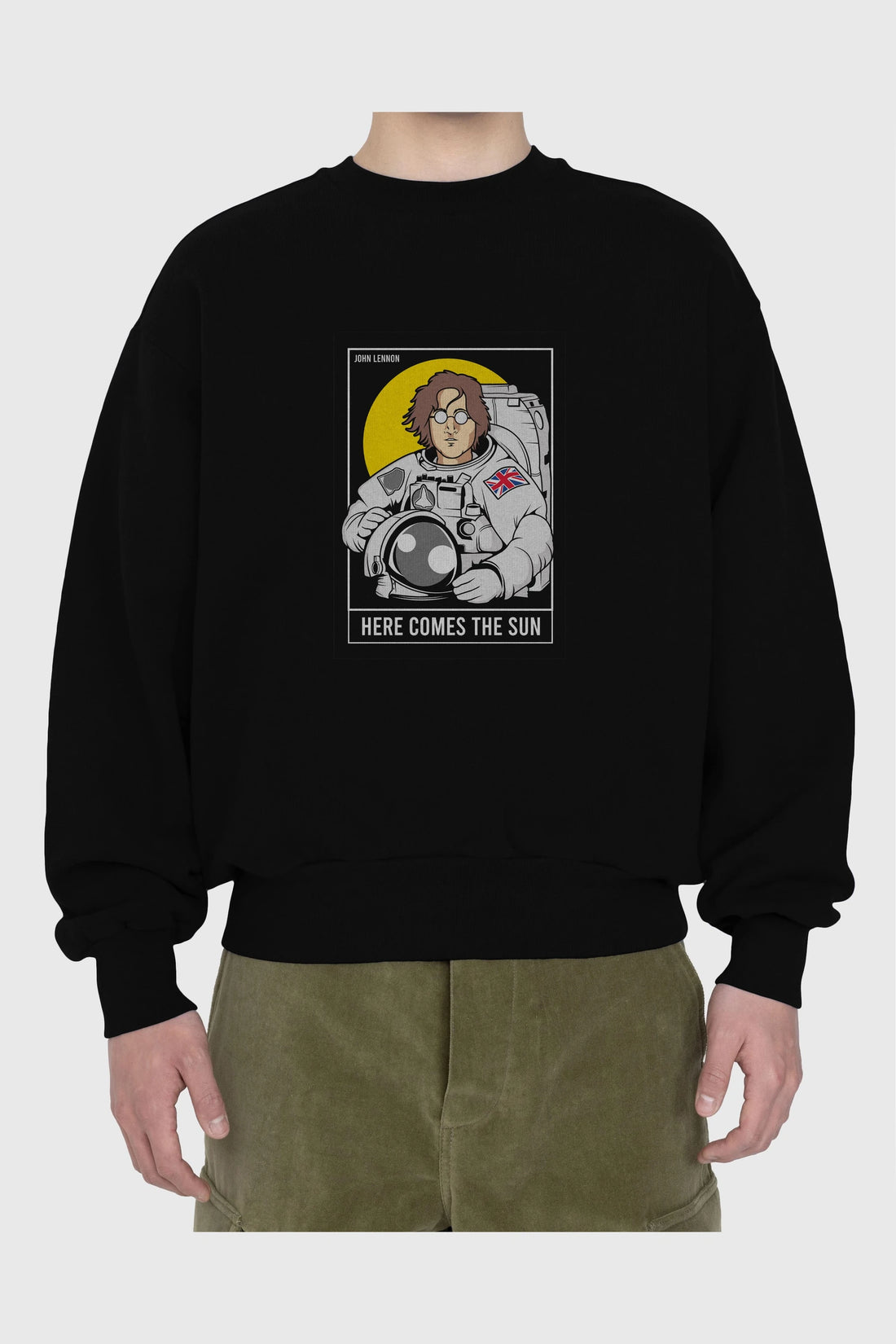 John Lennon Astronot Ön Baskılı Oversize Sweatshirt Erkek Kadın Unisex
