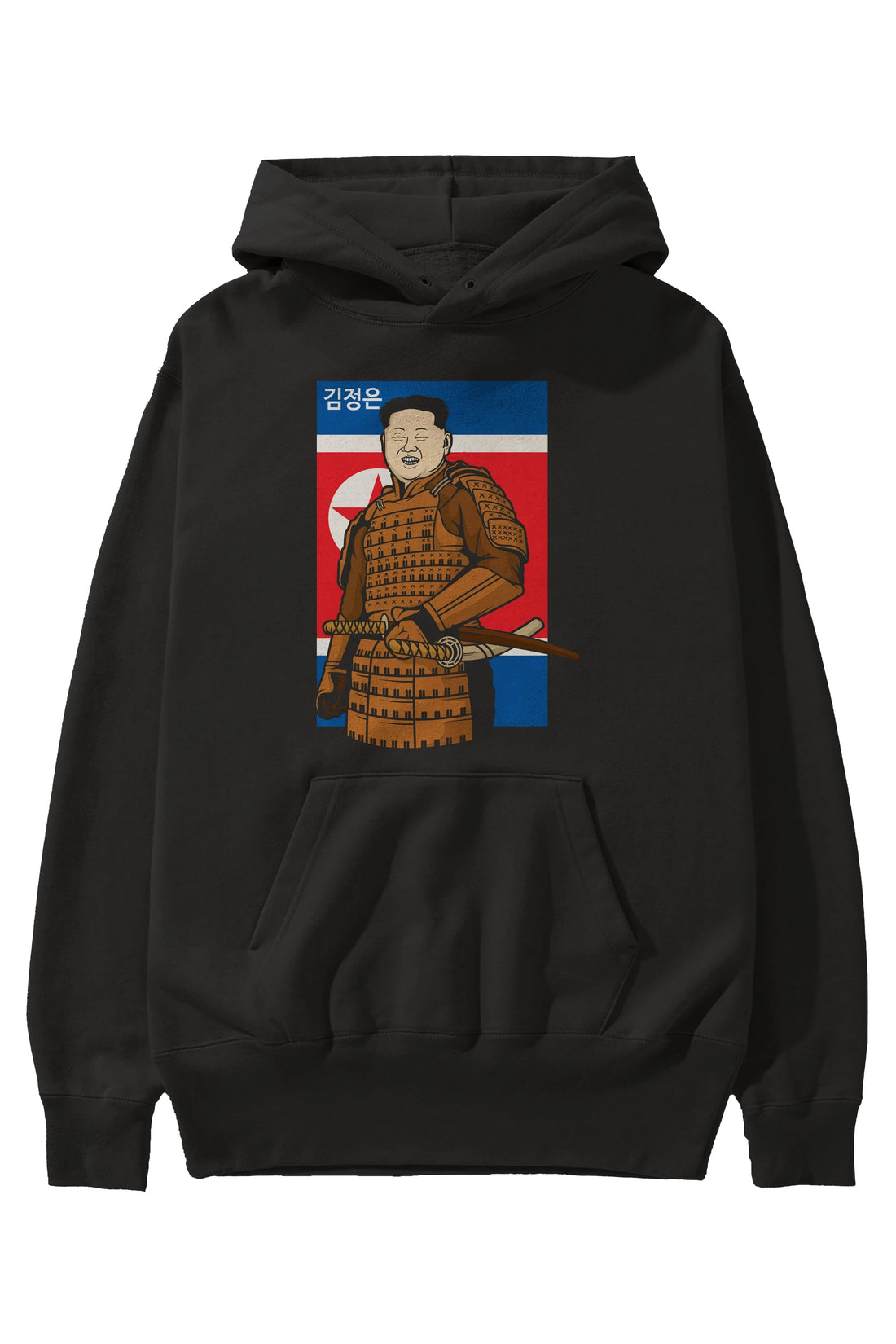 Samurai Jong Un Ön Baskılı Hoodie Oversize Kapüşonlu Sweatshirt Erkek Kadın Unisex