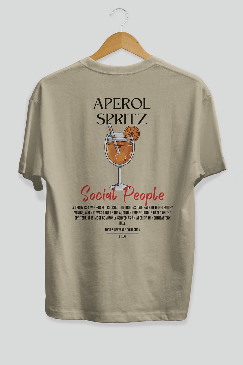 Aperol Sprıtz Kokteyl Serisi Baskılı Oversize t-shirt Erkek Kadın Unisex %100 Pamuk Bisiklet Yaka tişort