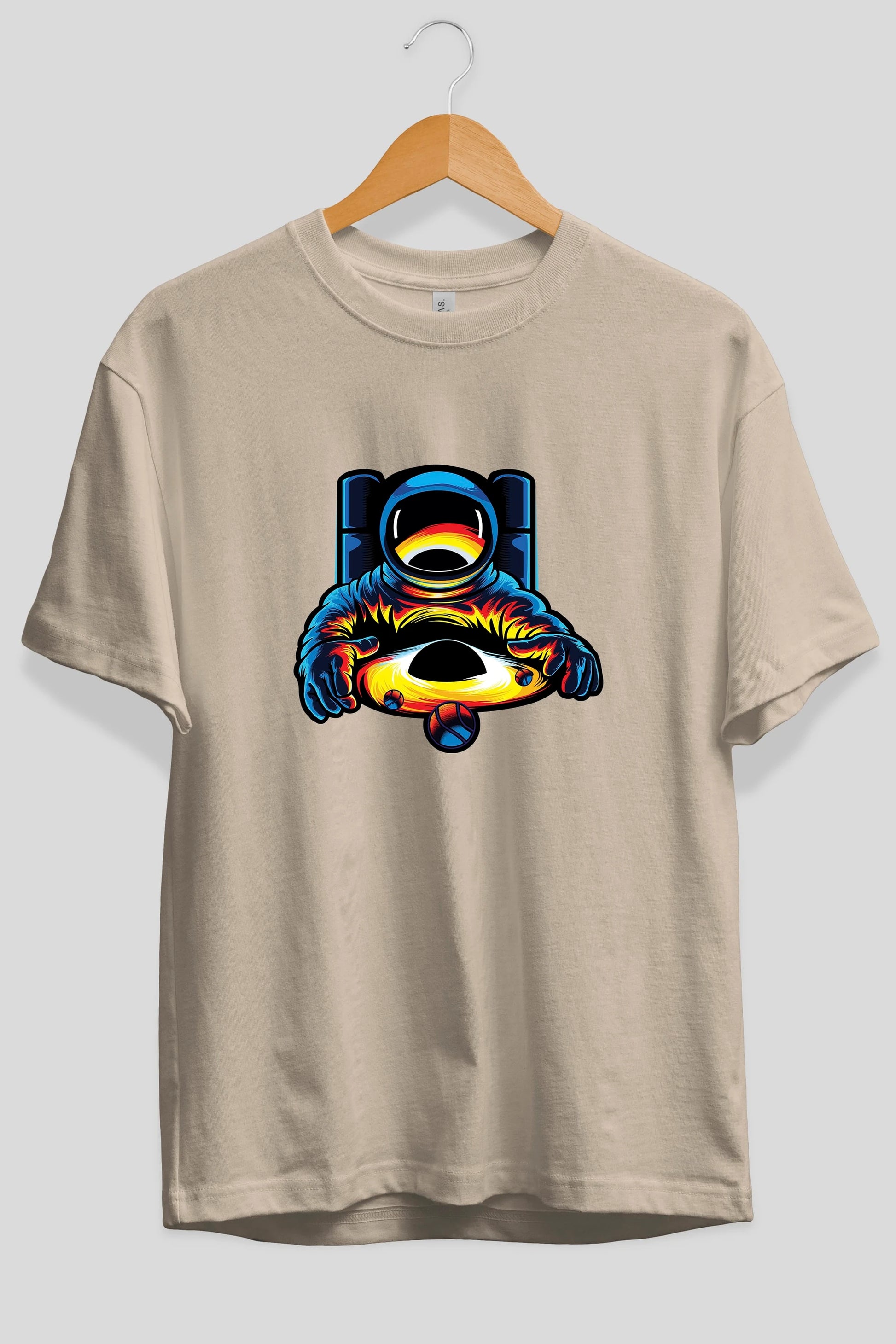Astronaut & Black Hole Ön Baskılı Oversize t-shirt Erkek Kadın Unisex