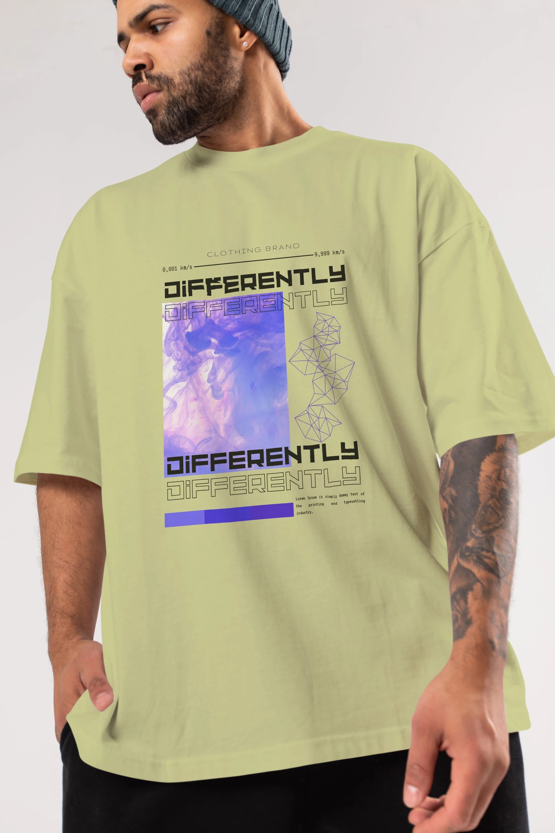 Differently Yazılı Ön Baskılı Oversize t-shirt Erkek Kadın Unisex