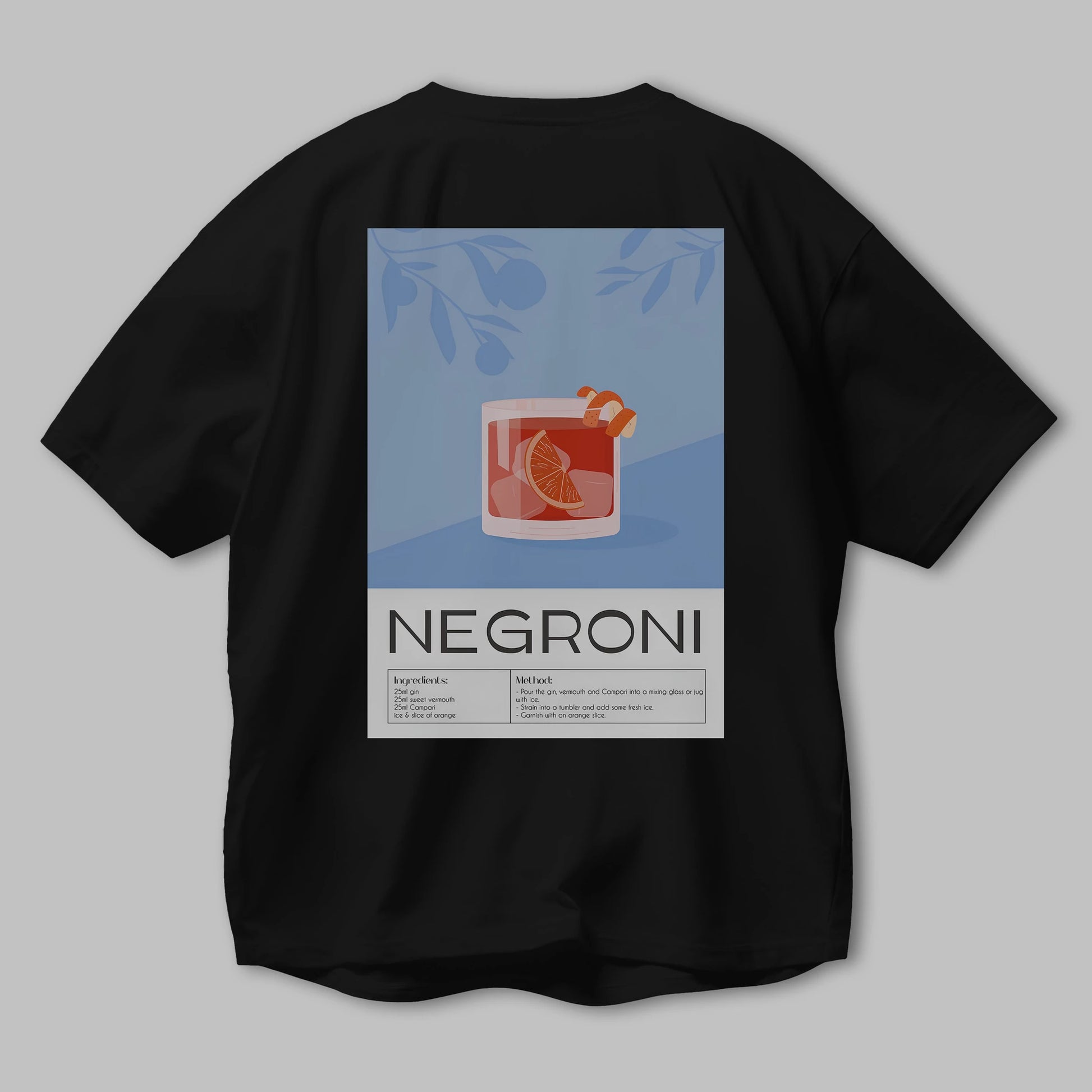 Negroni Arka Baskılı Oversize t-shirt Erkek Kadın Unisex %100 Pamuk Bisiklet Yaka tişort