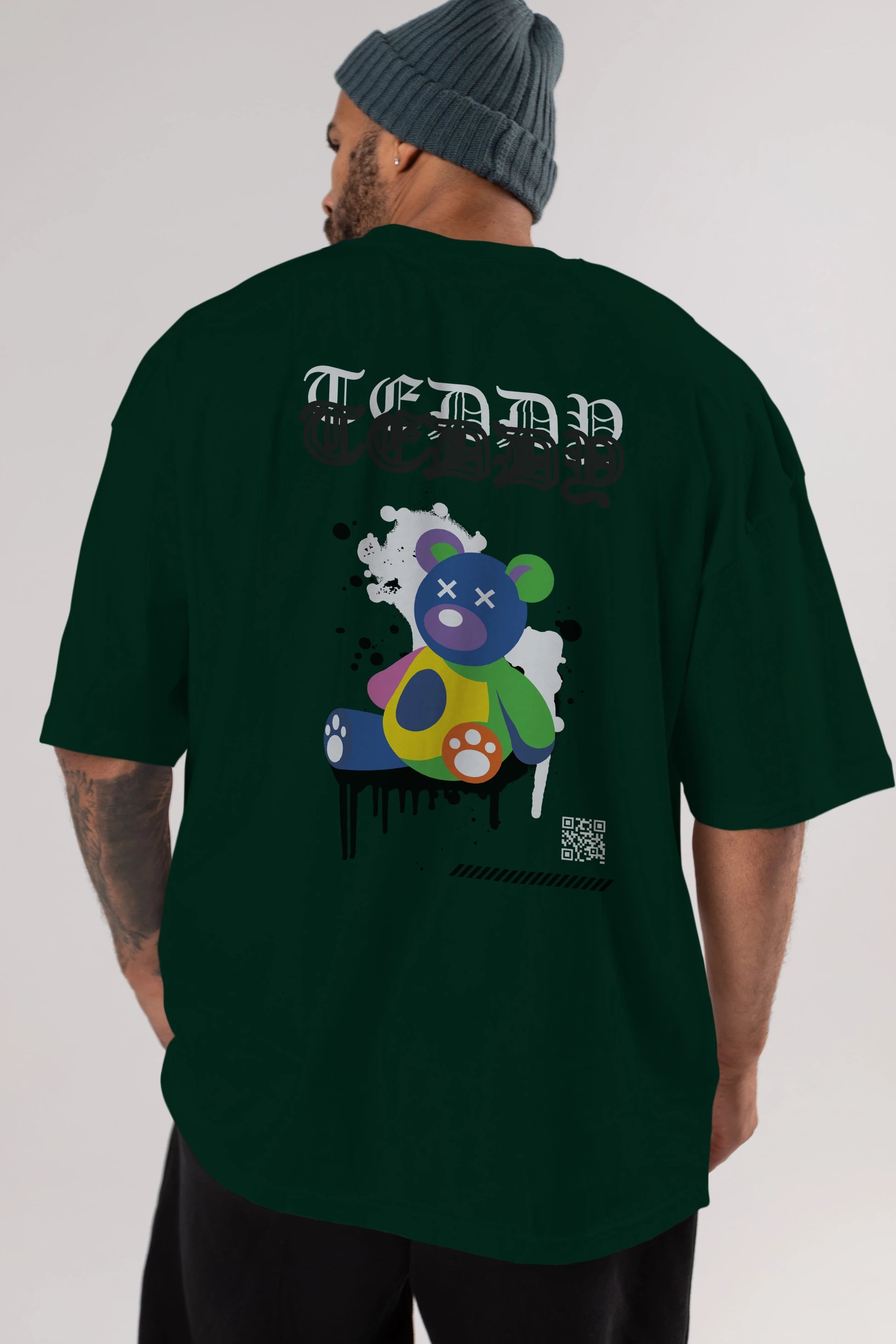 Teddy Bear Arka Baskılı Oversize t-shirt Erkek Kadın Unisex