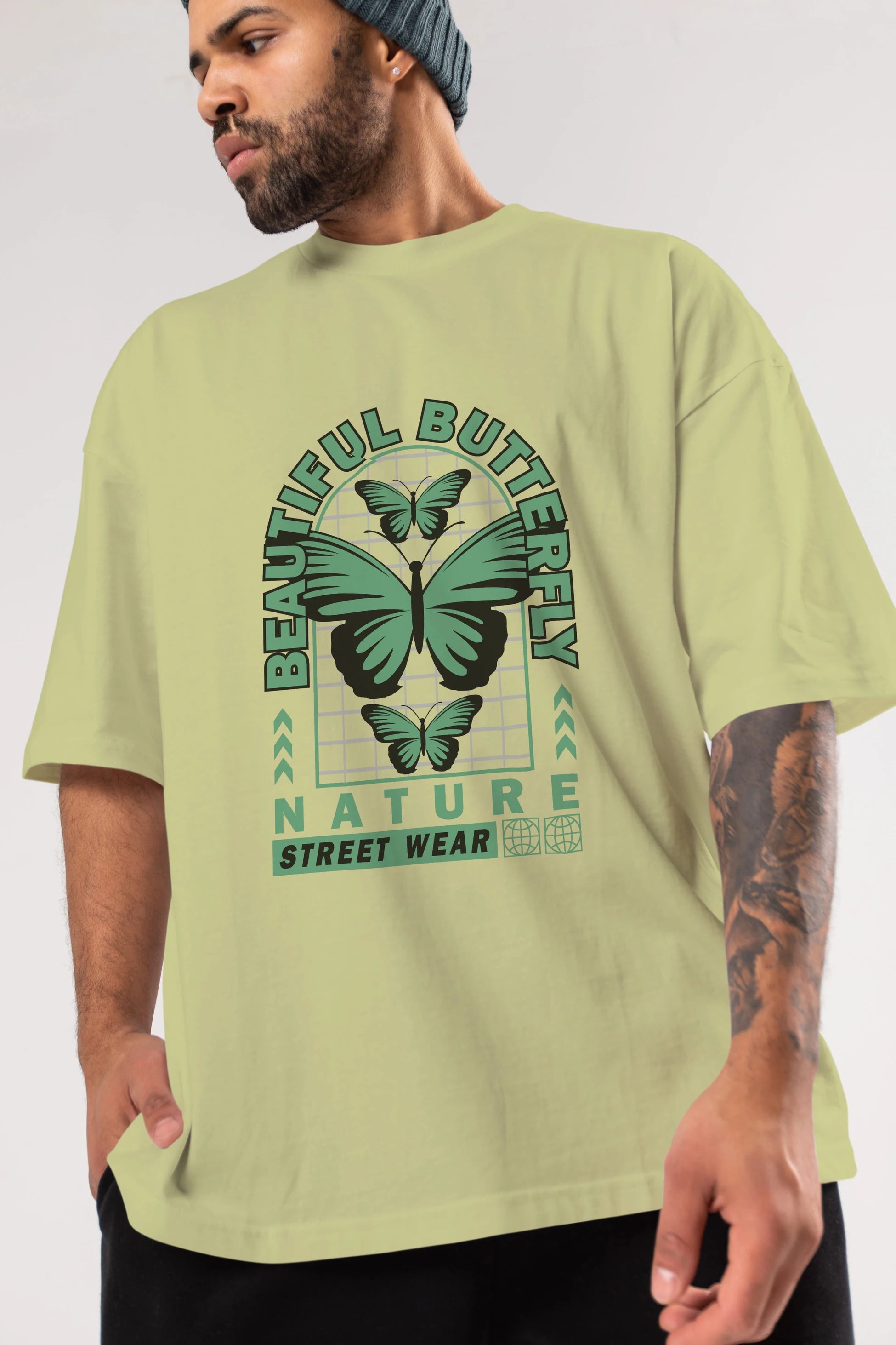 Beautiful Butterfly Ön Baskılı Oversize t-shirt Erkek Kadın Unisex