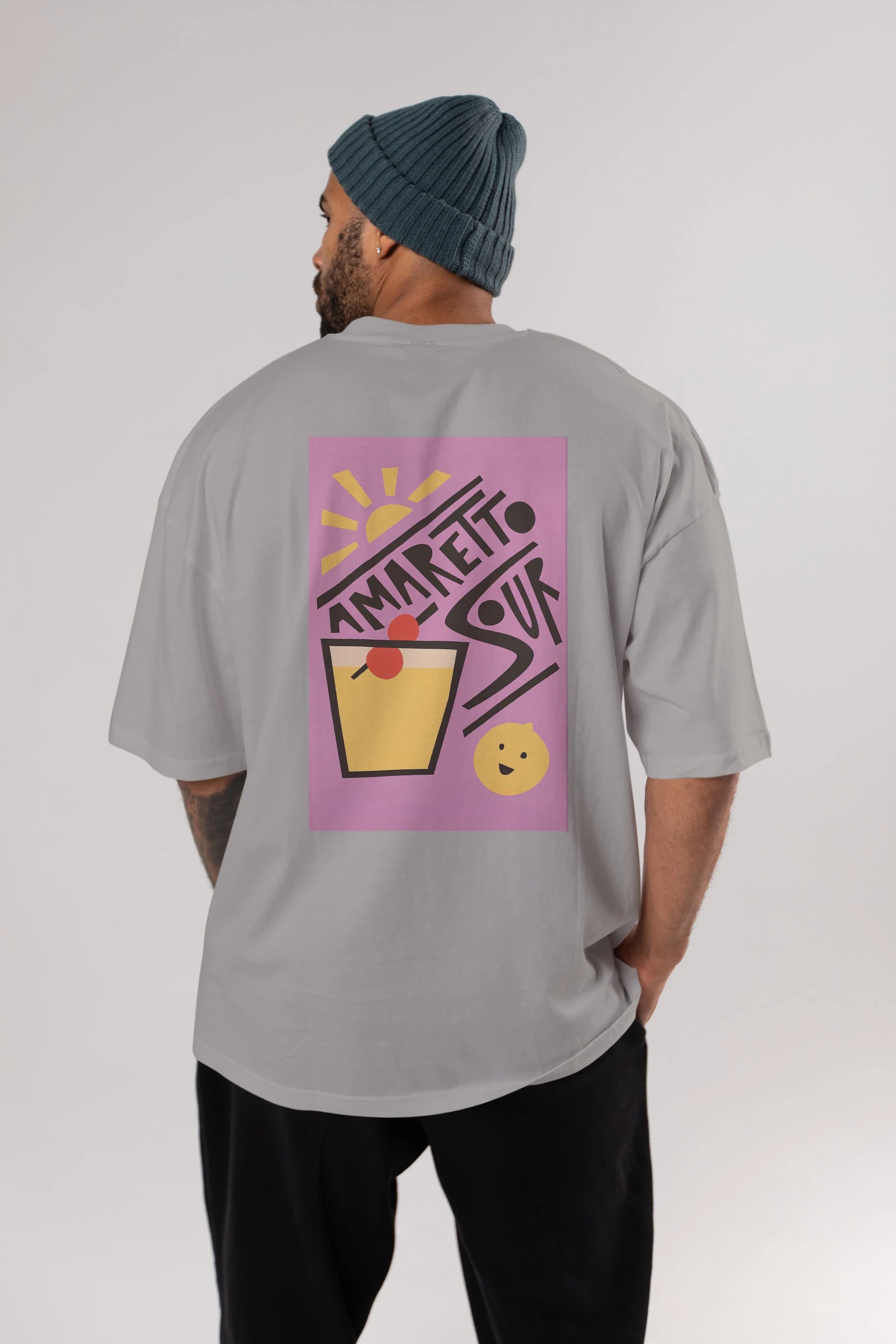 Amaretto Sour Arka Baskılı Oversize t-shirt Erkek Kadın Unisex %100 Pamuk Bisiklet Yaka tişort
