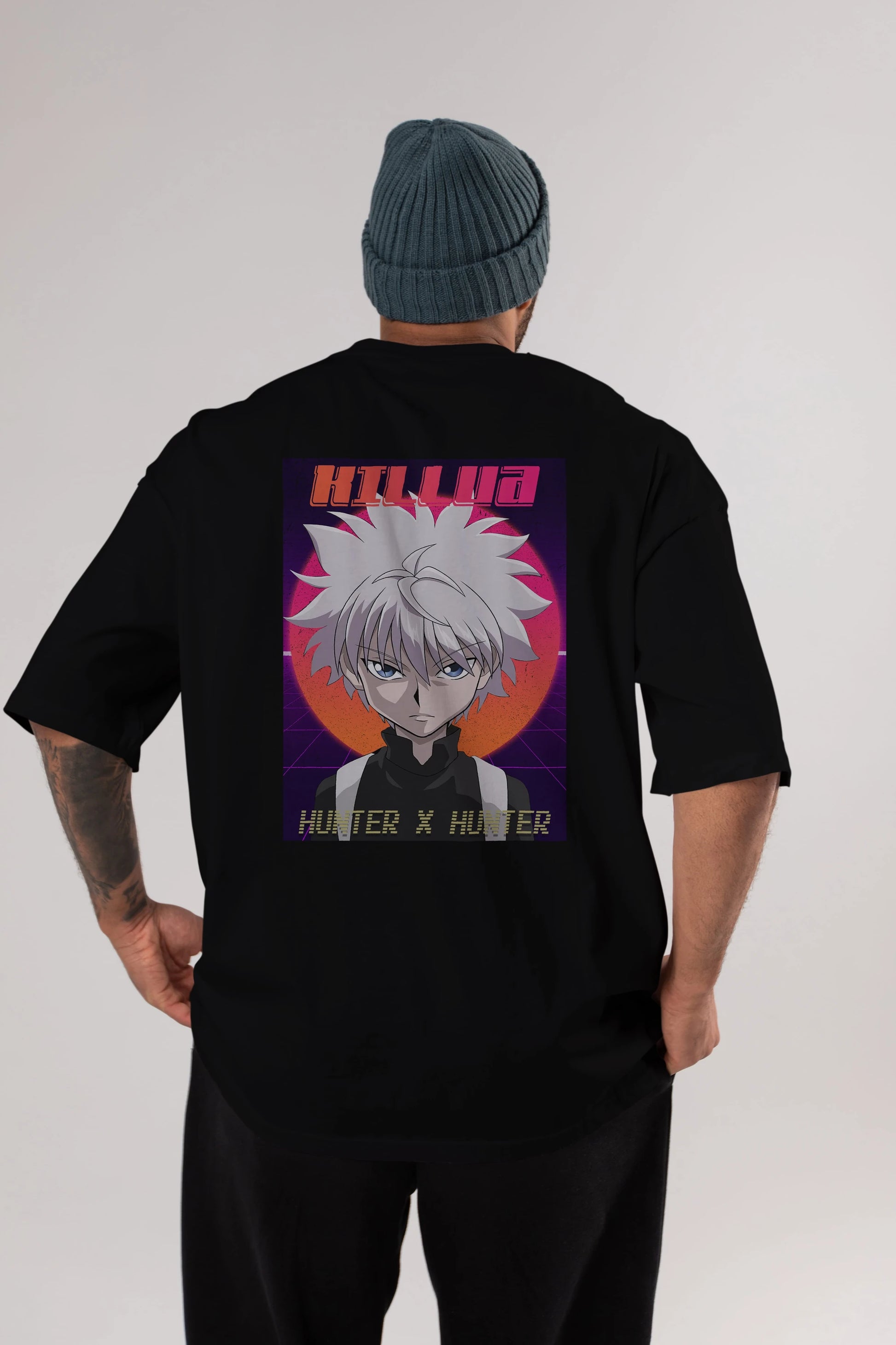 Killua Zoldyck 12 1 Anime Arka Baskılı Oversize t-shirt Erkek Kadın Unisex