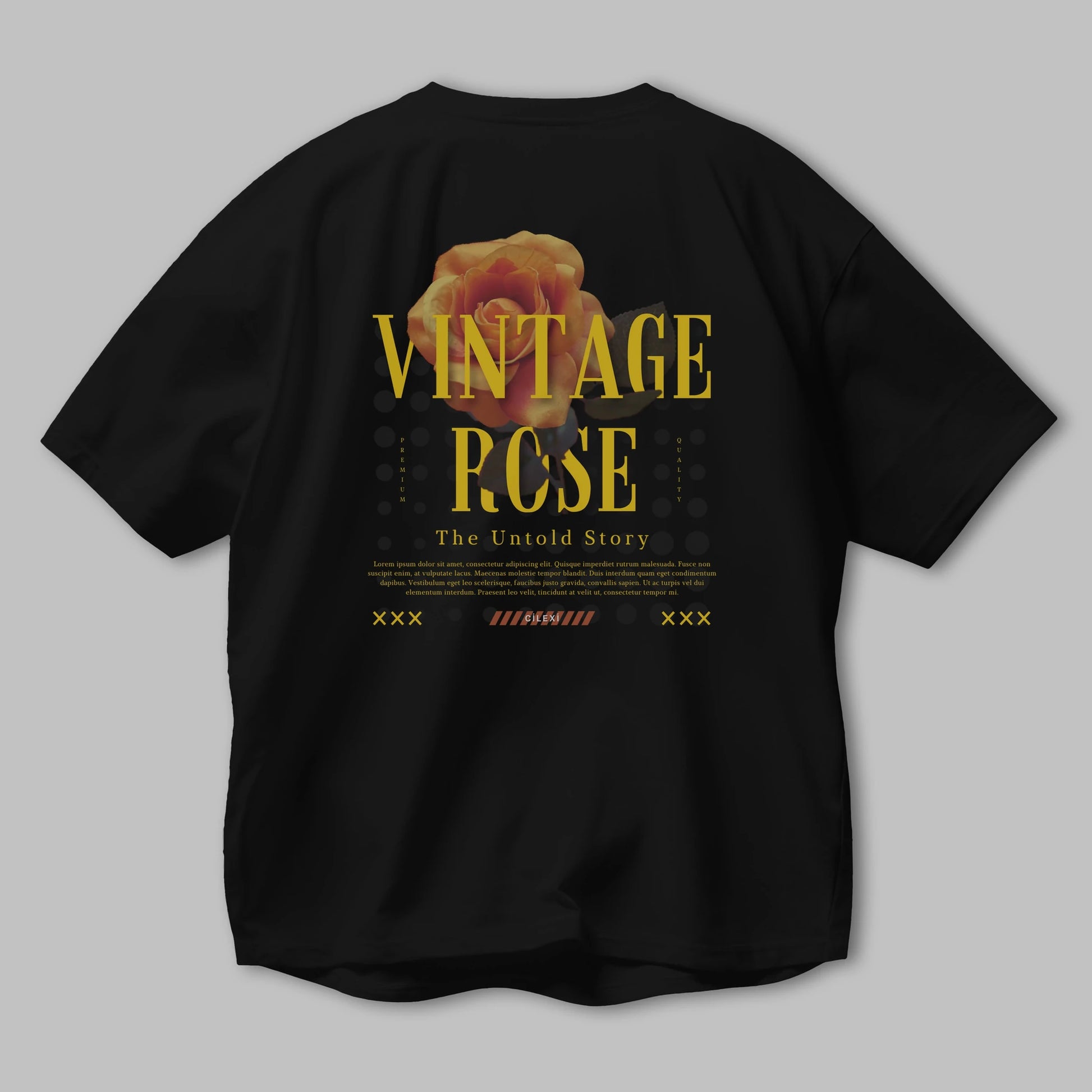 Vintage Rose Yazılı Arka Baskılı Oversize t-shirt Erkek Kadın Unisex