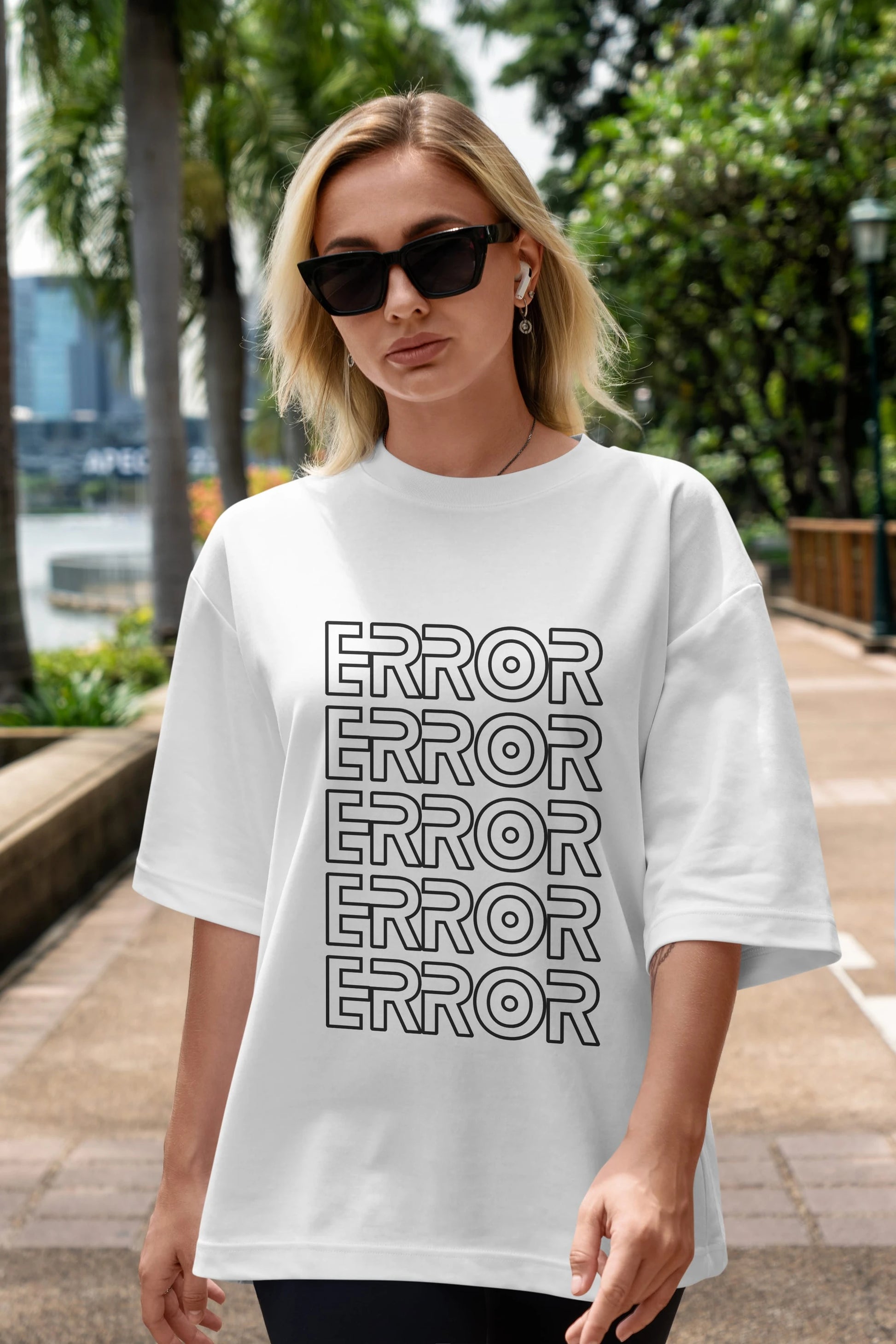 Error Yazılı Ön Baskılı Oversize t-shirt Erkek Kadın Unisex