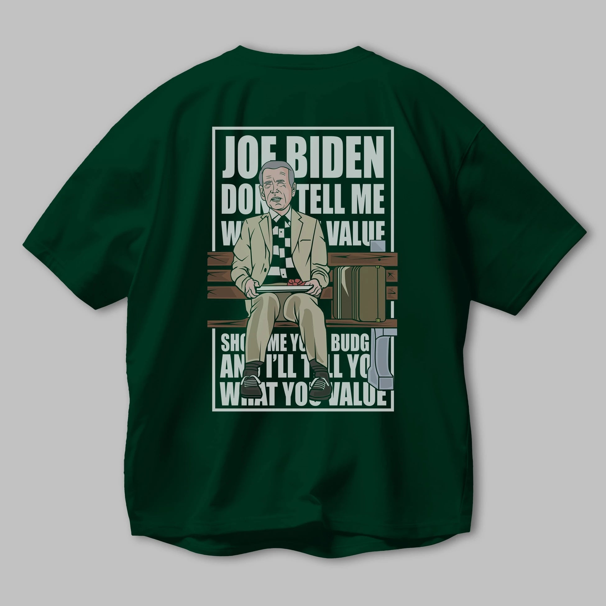 Joe Biden Forest Gump Arka Baskılı Oversize t-shirt Erkek Kadın Unisex %100 Pamuk tişort