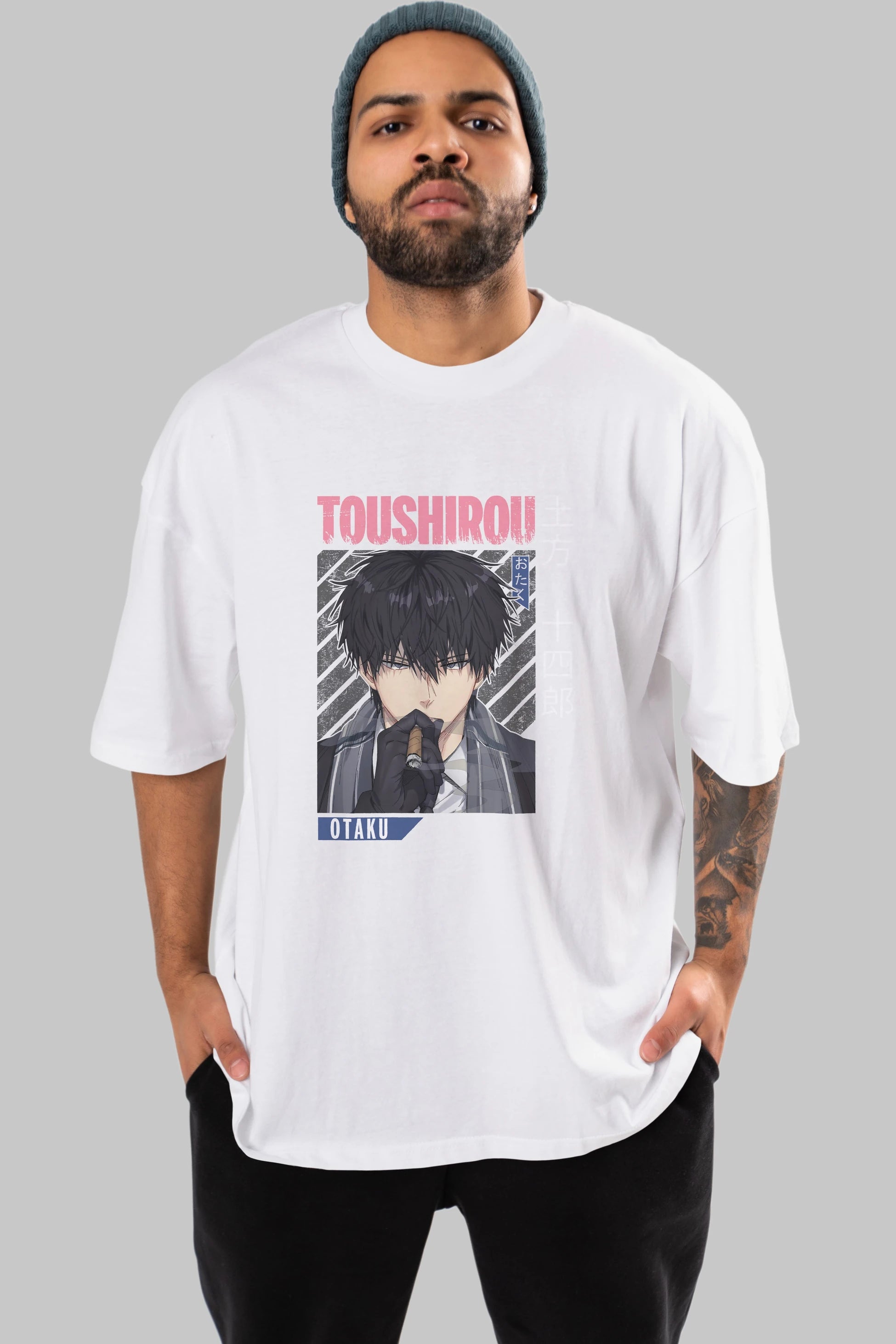 Toushirou Hijikata 2 Anime Ön Baskılı Oversize t-shirt %100 pamuk Erkek Kadın Unisex