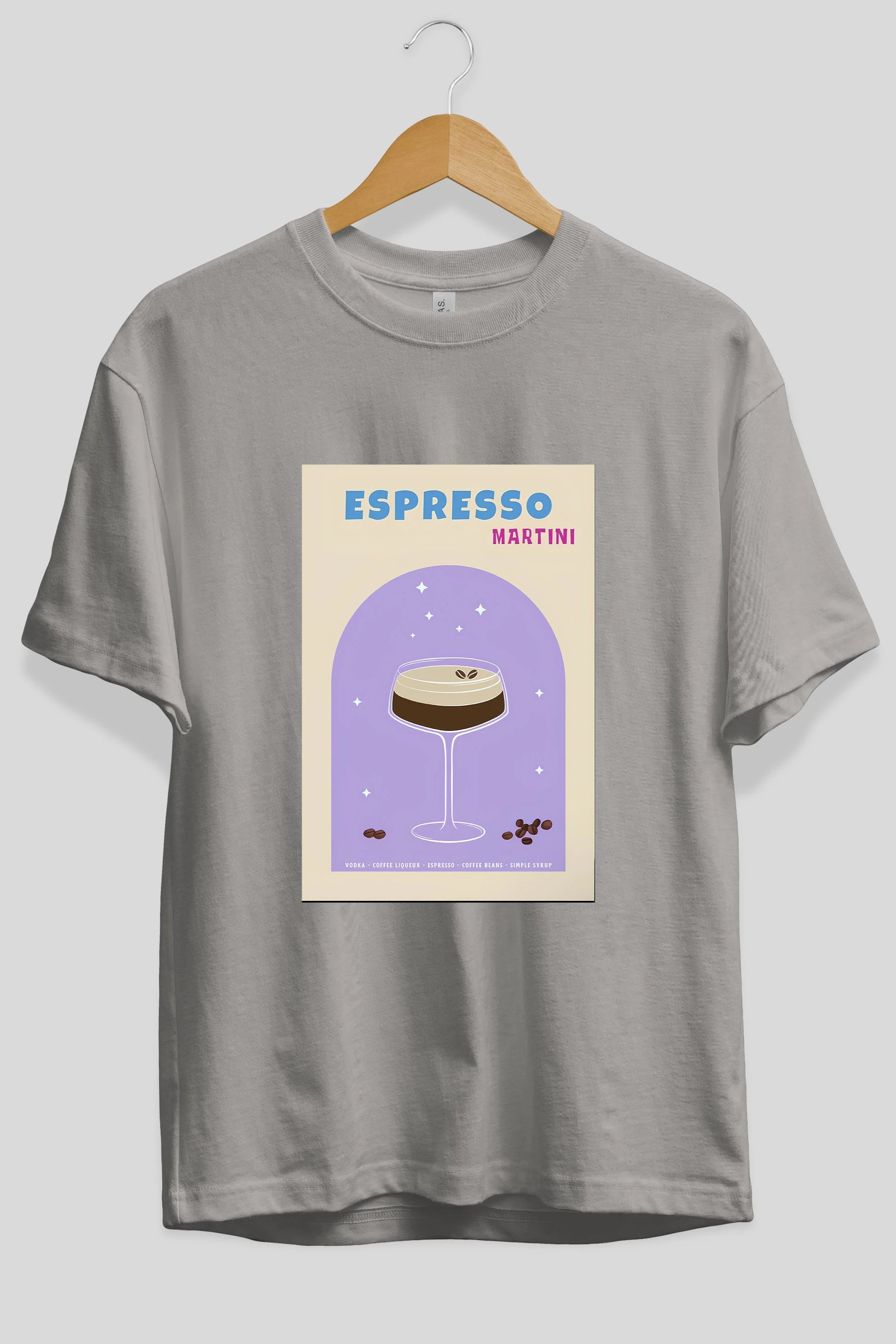 Espresso Martini 5 Ön Baskılı Oversize t-shirt Erkek Kadın Unisex %100 Pamuk Bisiklet Yaka tişort