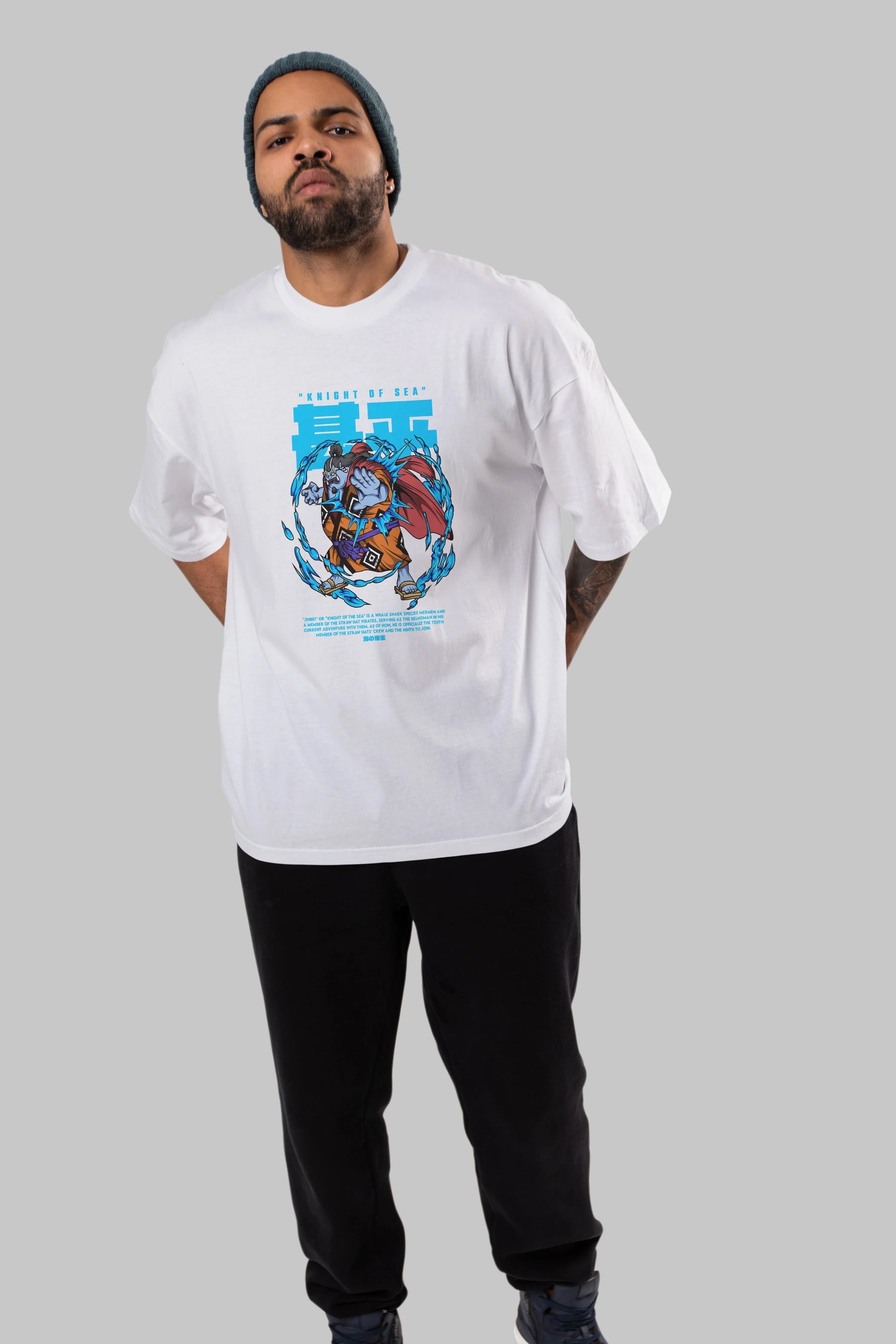 Jinbei Anime Ön Baskılı Oversize t-shirt %100 pamuk Erkek Kadın Unisex