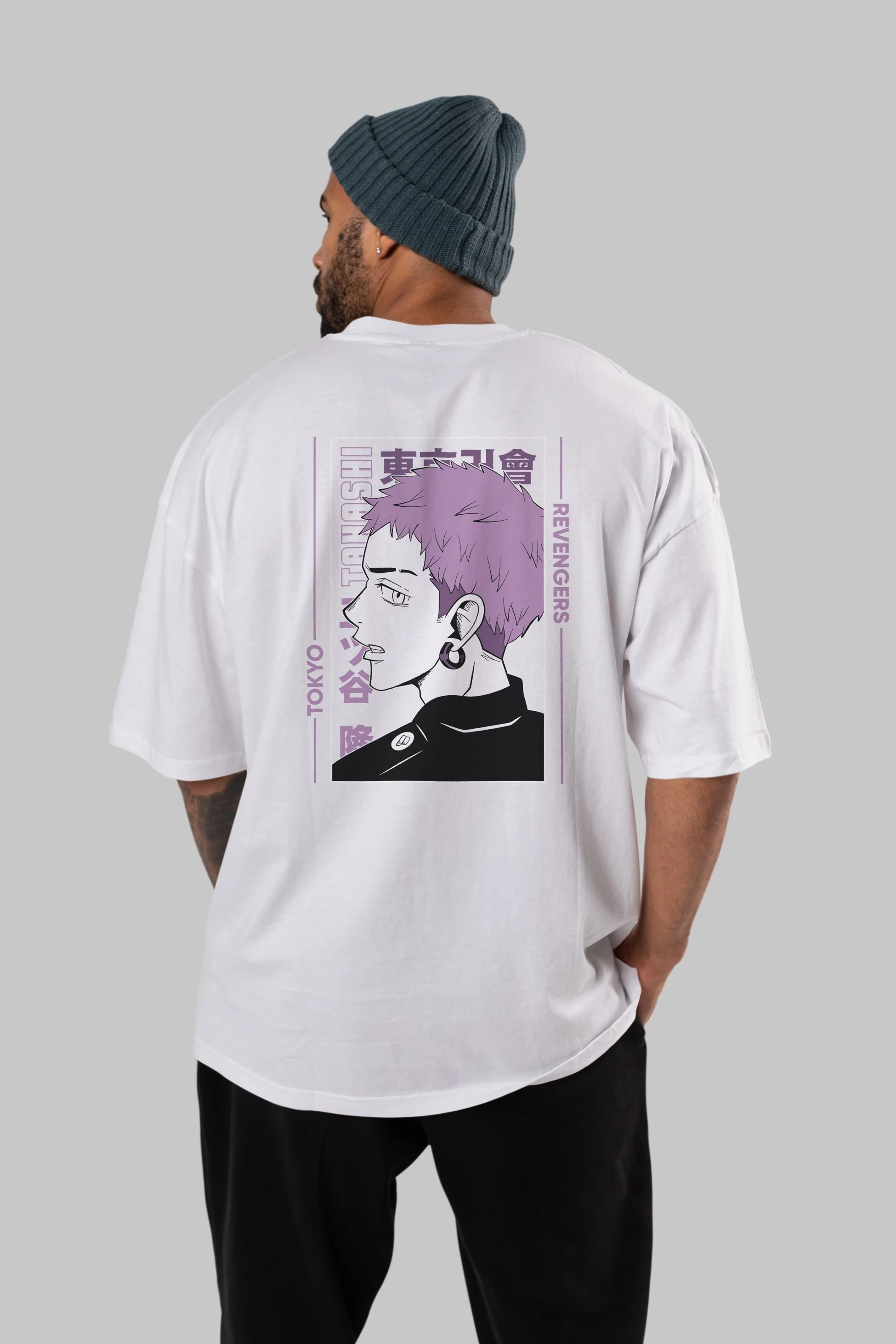 Takashi Mitsuya Anime Arka Baskılı Oversize t-shirt Erkek Kadın Unisex