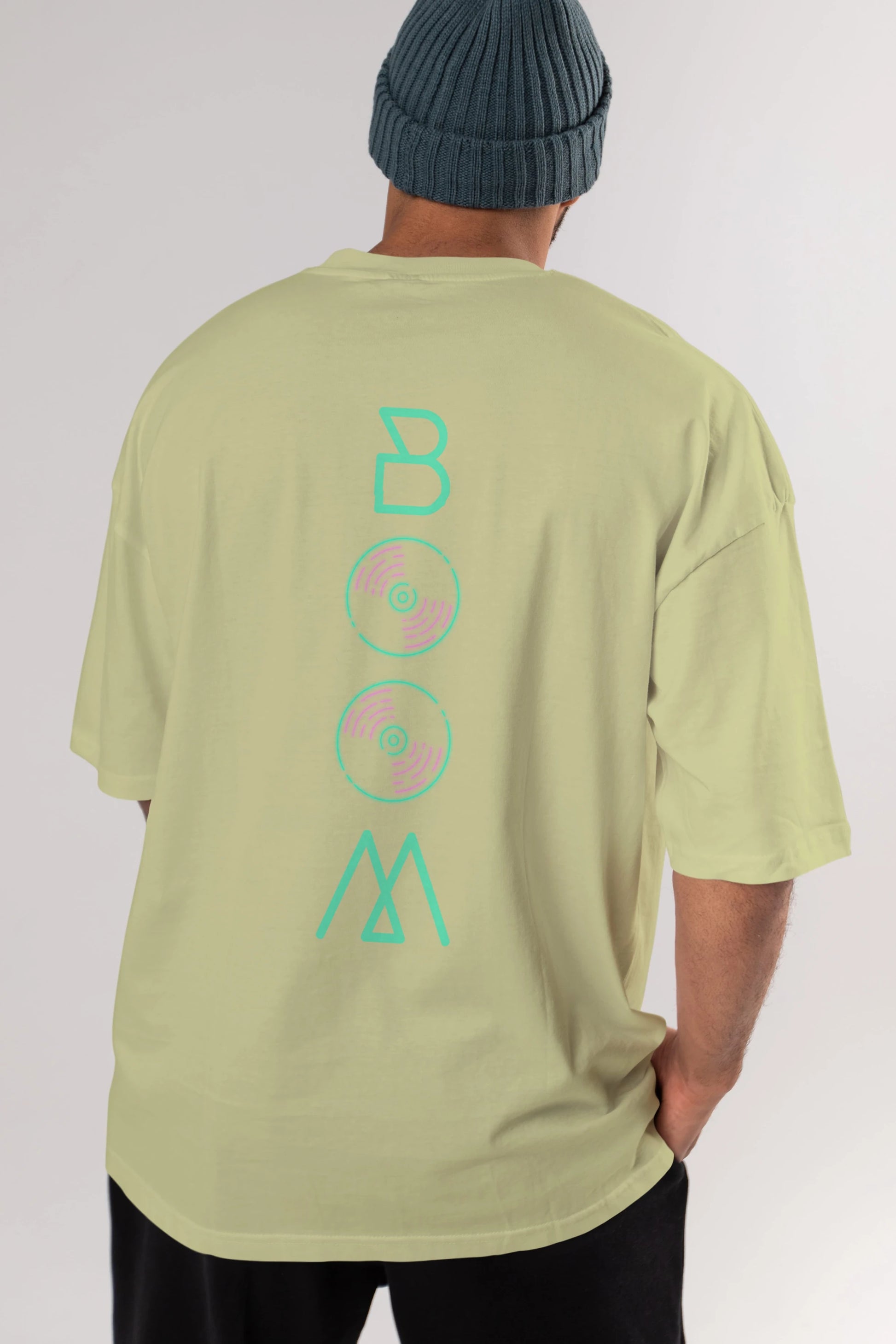 Boom Arka Baskılı Oversize t-shirt Erkek Kadın Unisex