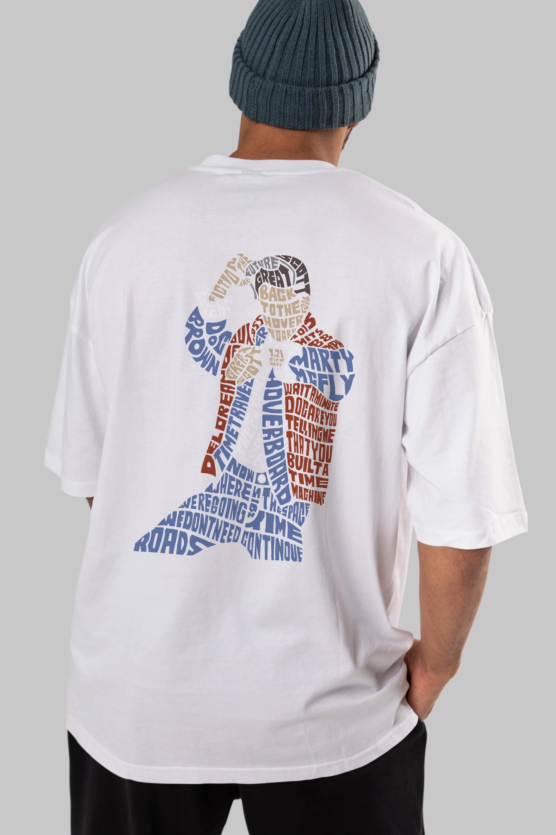 Back To The Hoverboard Arka Baskılı Oversize t-shirt %100 pamuk Erkek Kadın Unisex