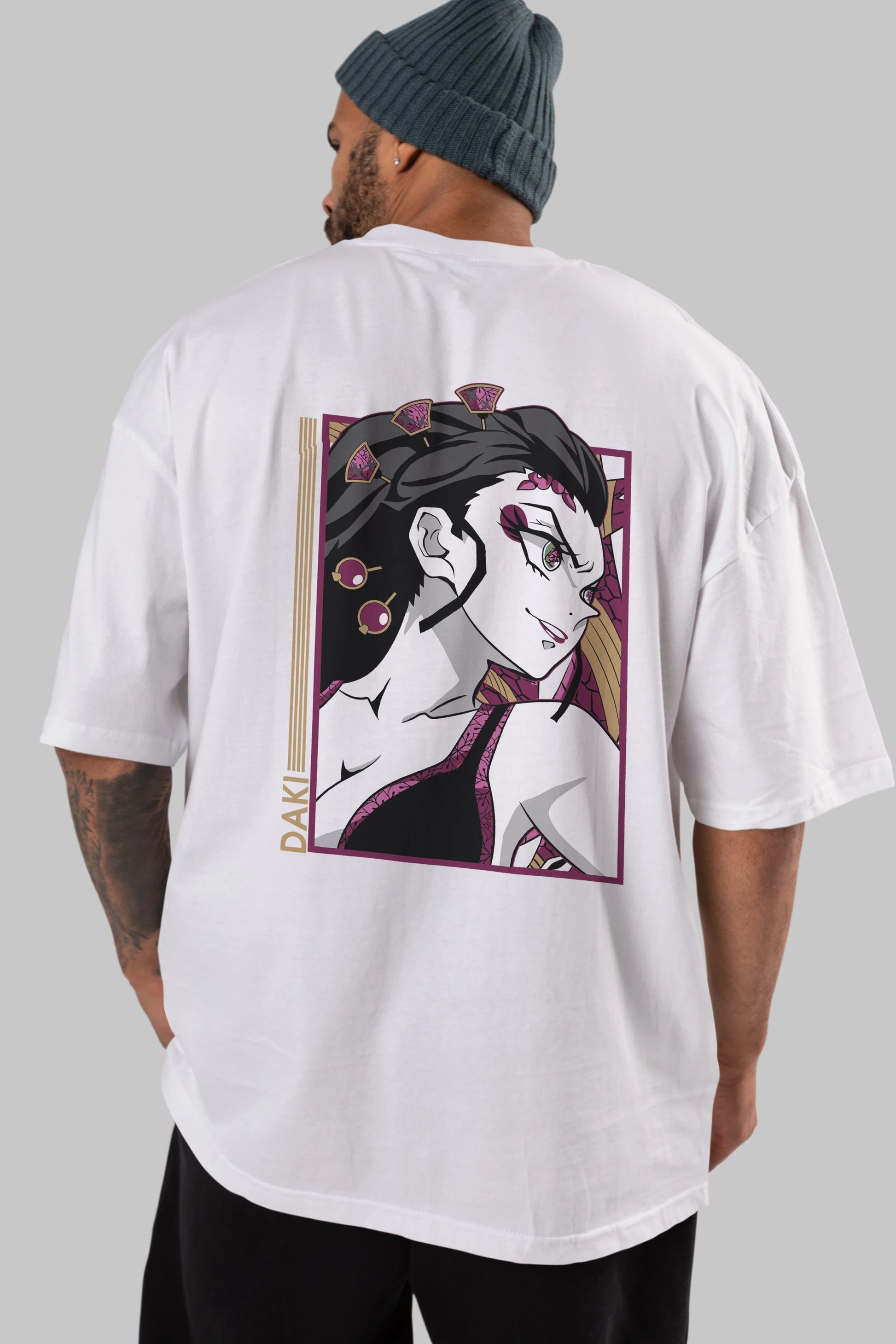 Daki DEMION SLAYER Anime Arka Baskılı Oversize t-shirt Erkek Kadın Unisex