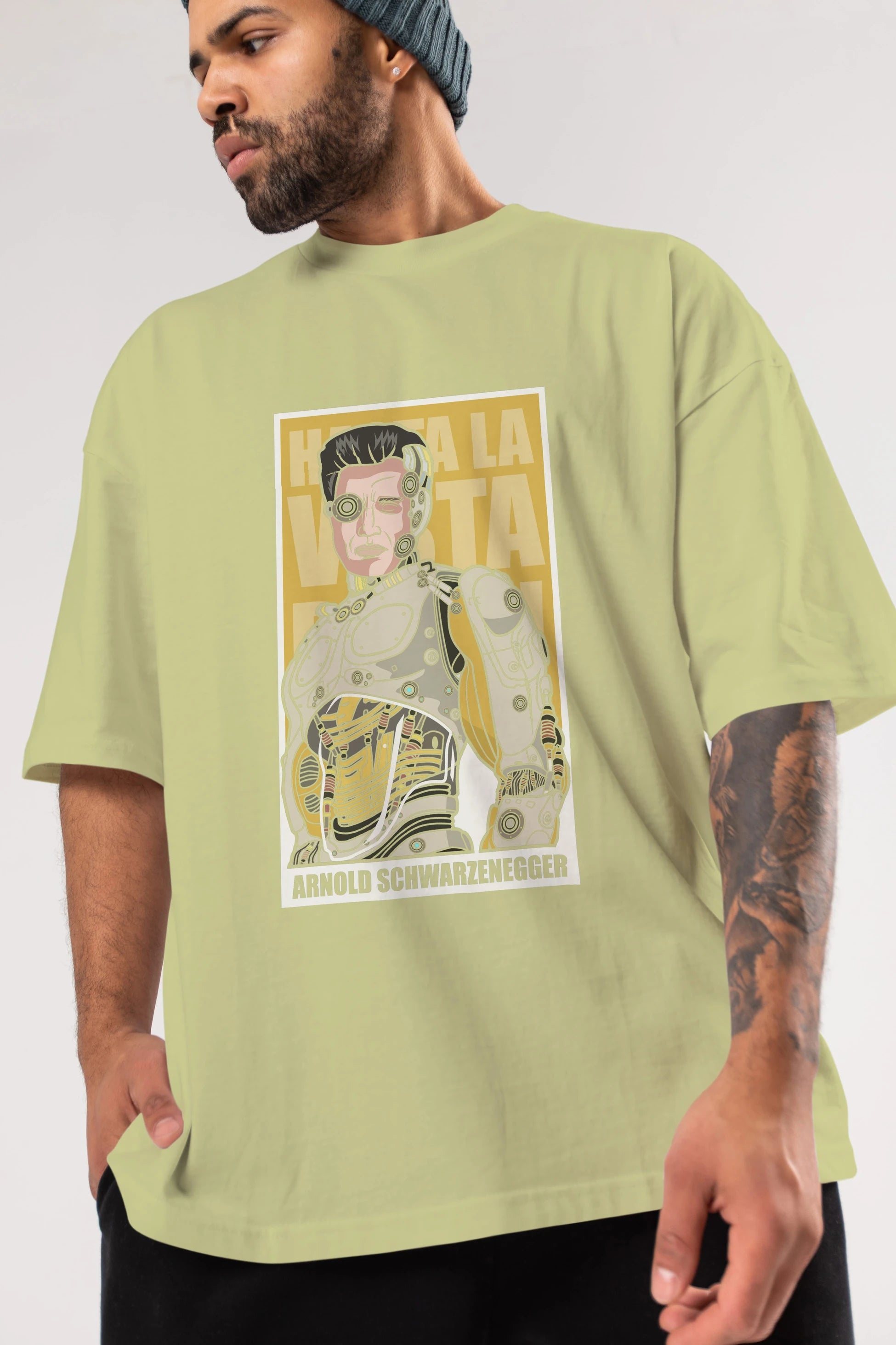 Arnold Robot Human Ön Baskılı Oversize t-shirt Erkek Kadın Unisex %100 Pamuk tişort