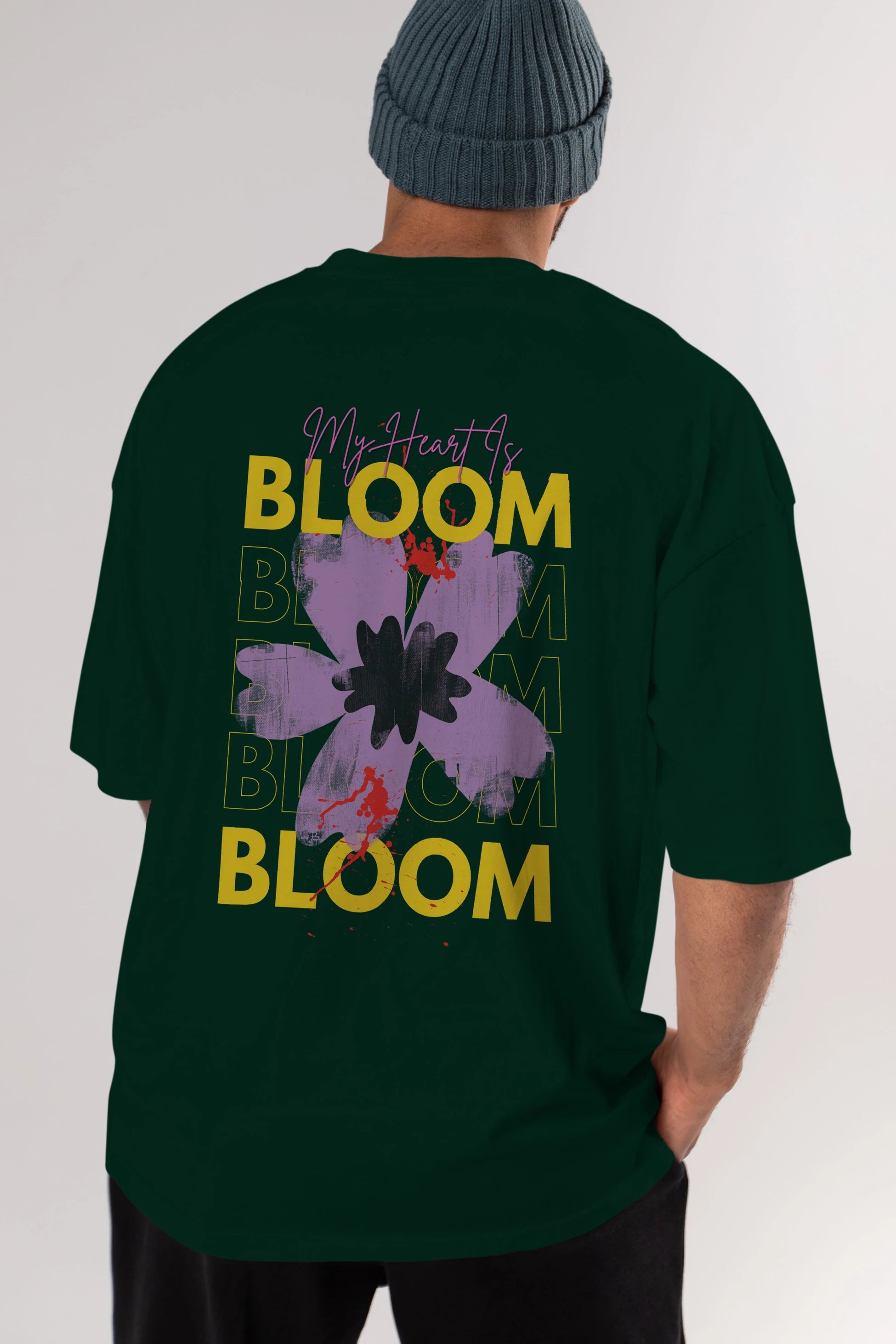 Bloom Yazılı Arka Baskılı Oversize t-shirt Erkek Kadın Unisex